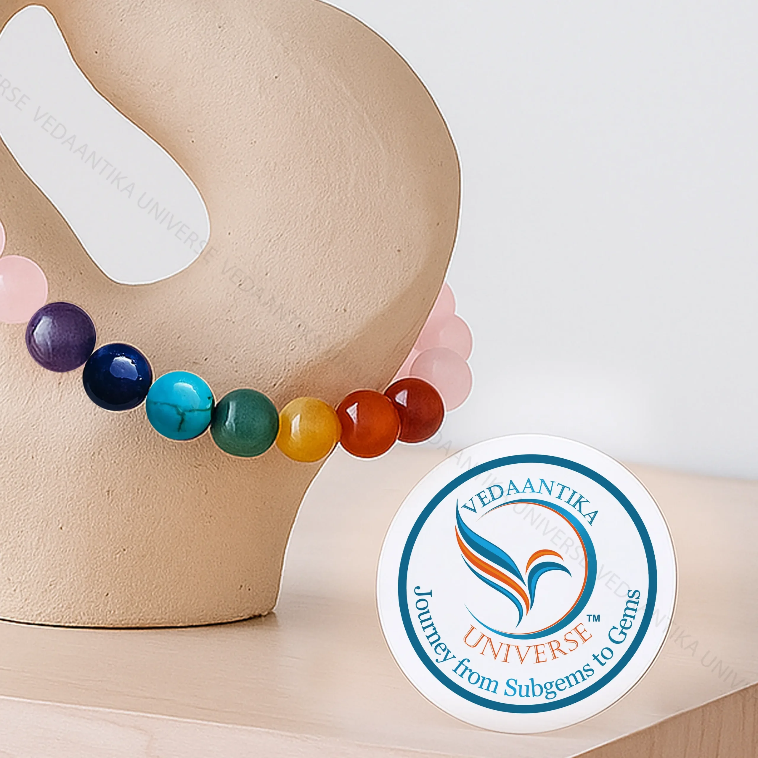 7 Chakra bracelet with Rose Quartz for emotional stability and stress control