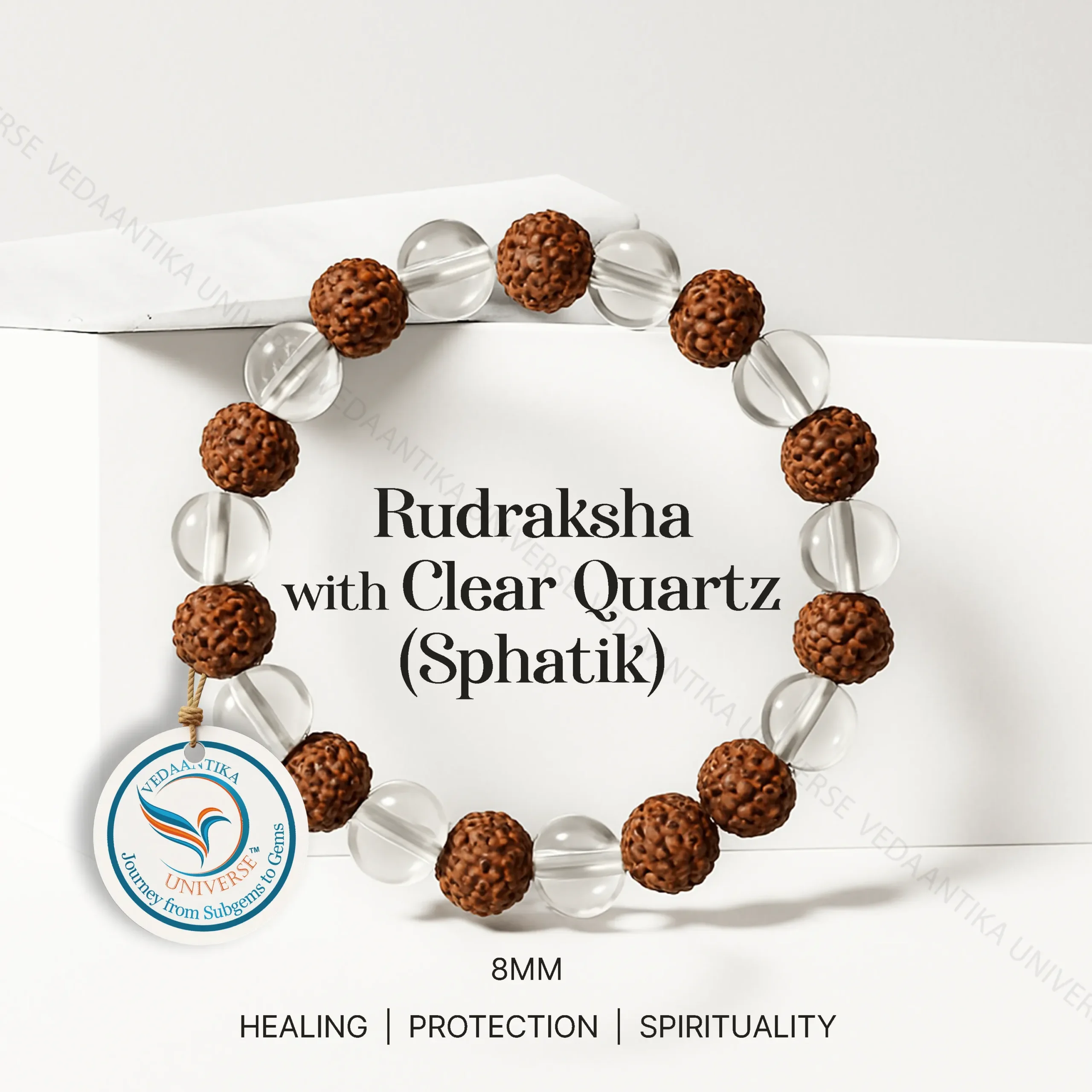 Rudraksha with Clear Quartz (Sphatik) Bracelet