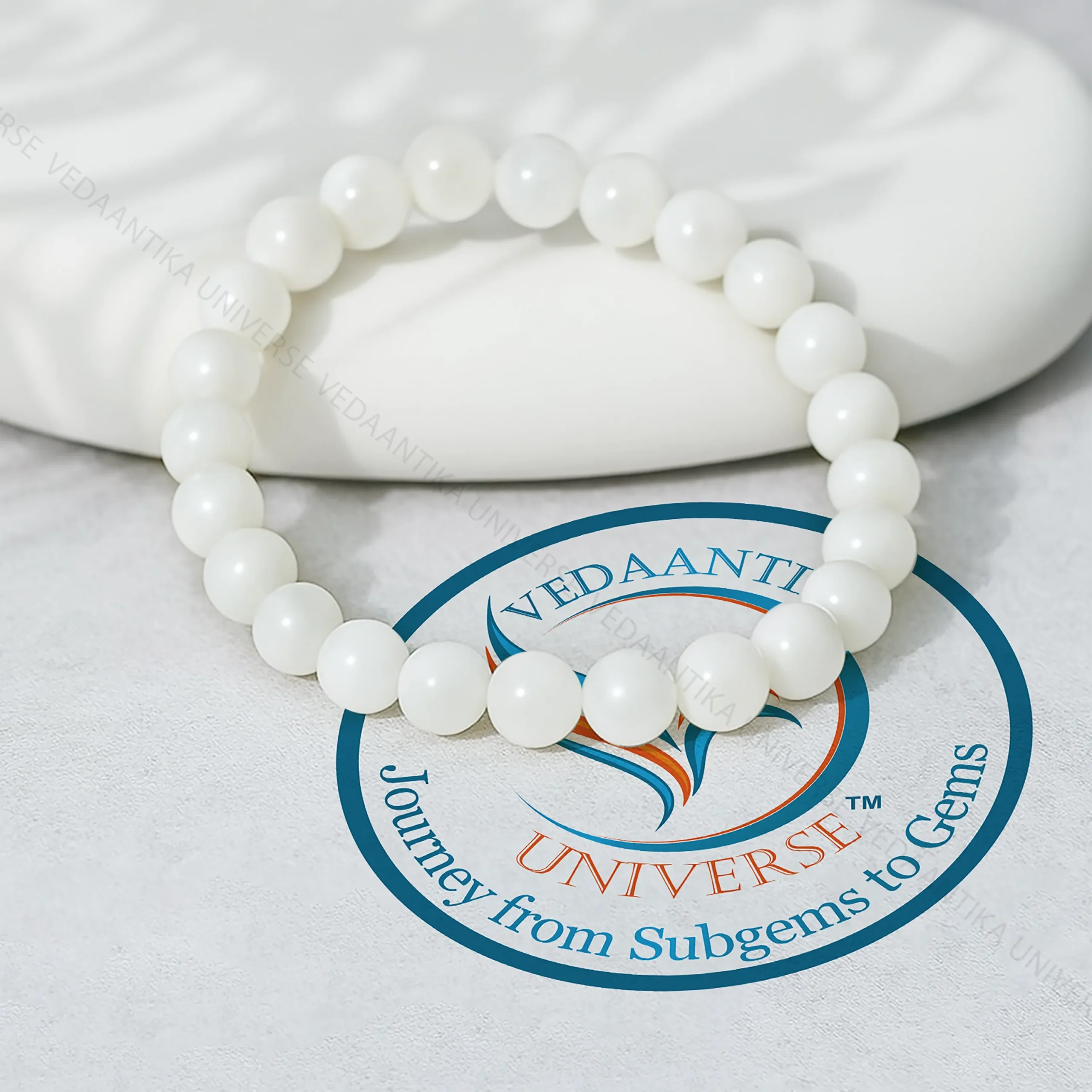 White Agate crystal bracelet with polished beads for clarity and emotional balance