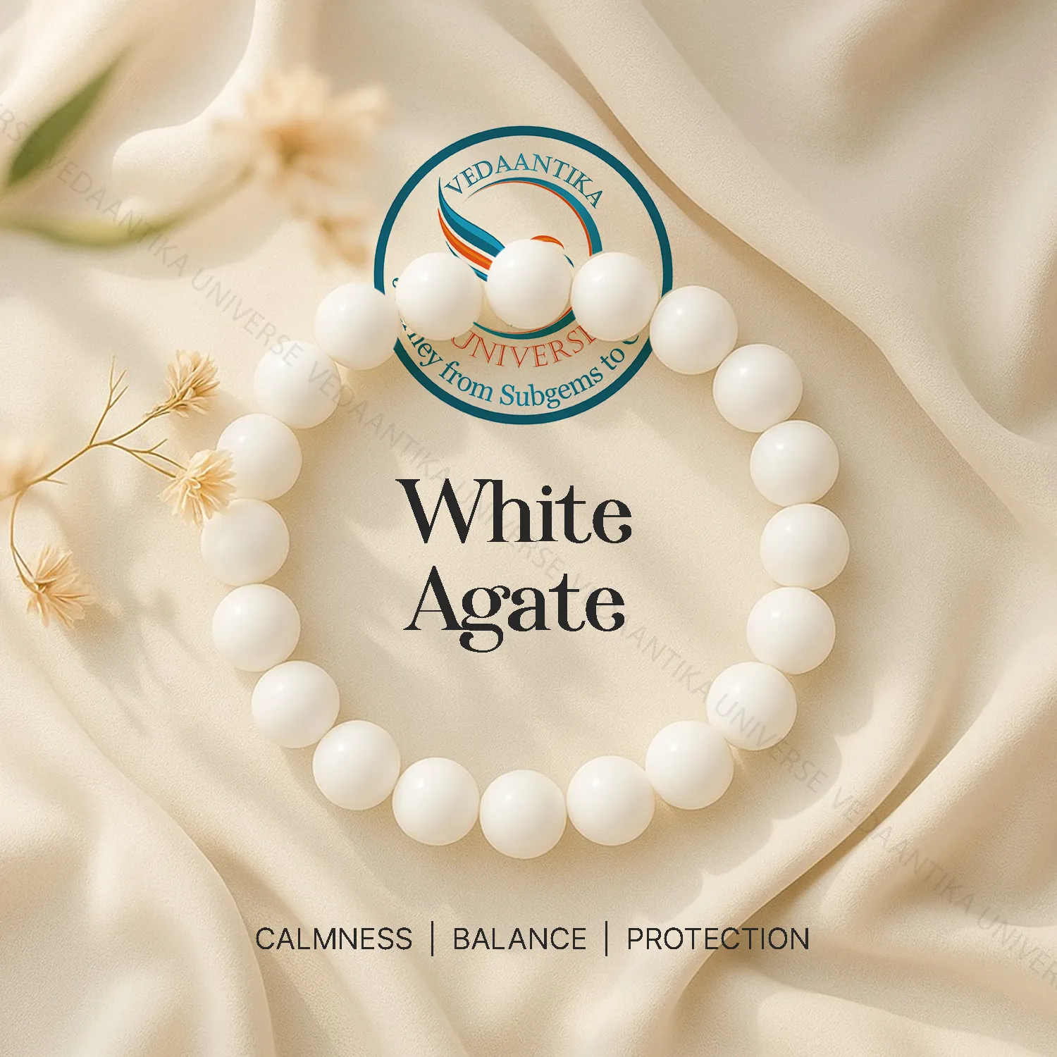 White Agate Bracelet for emotional stability and calm mind
