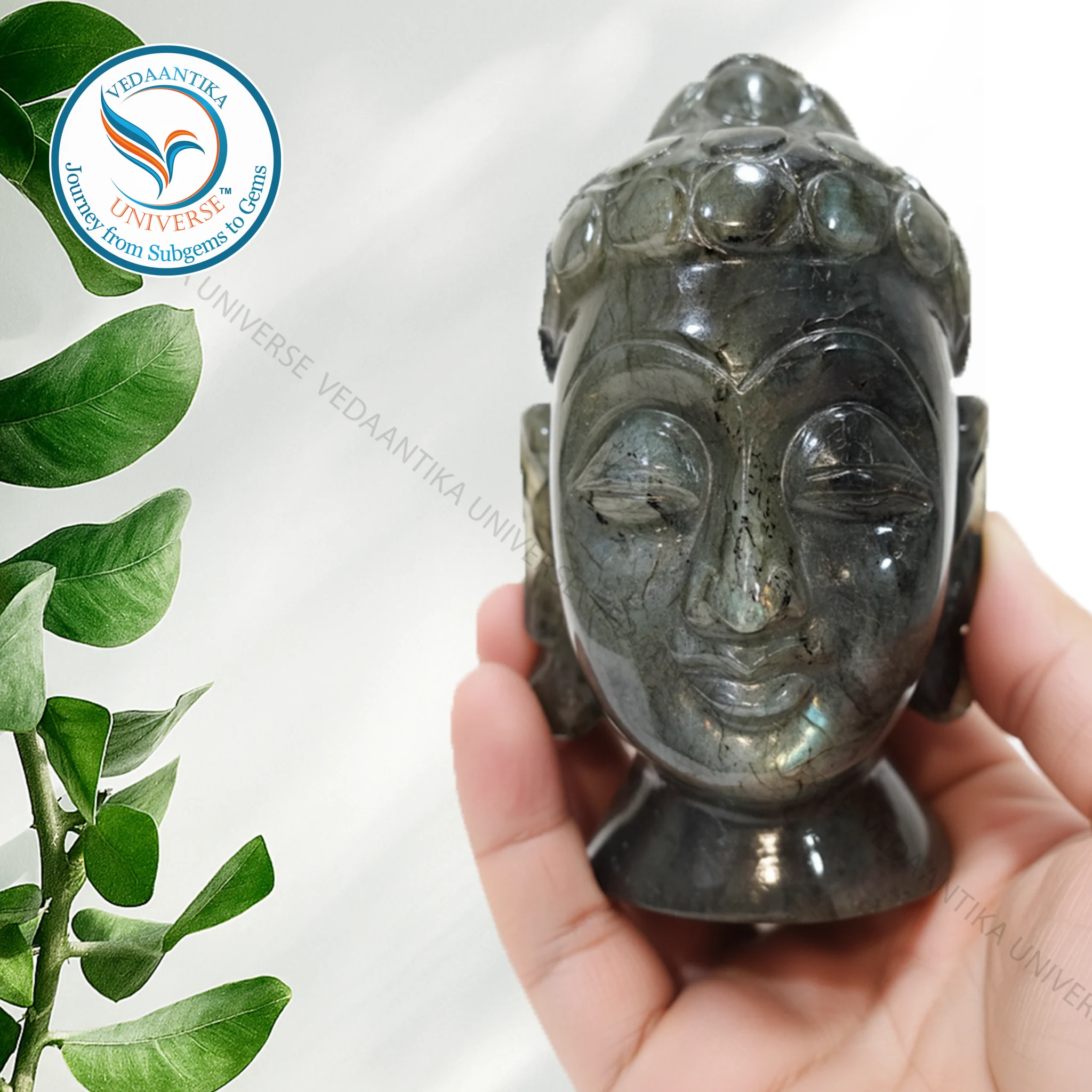 Labradorite Buddha Head Natural Carving