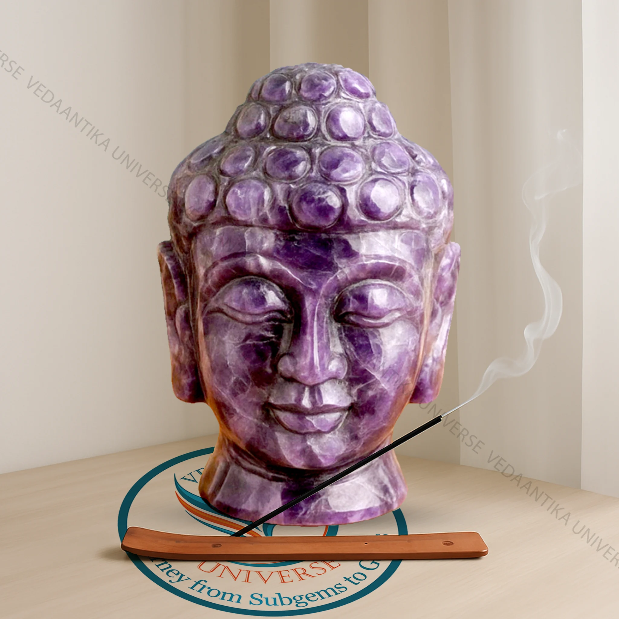 Amethyst Buddha Head Natural Carved Stone