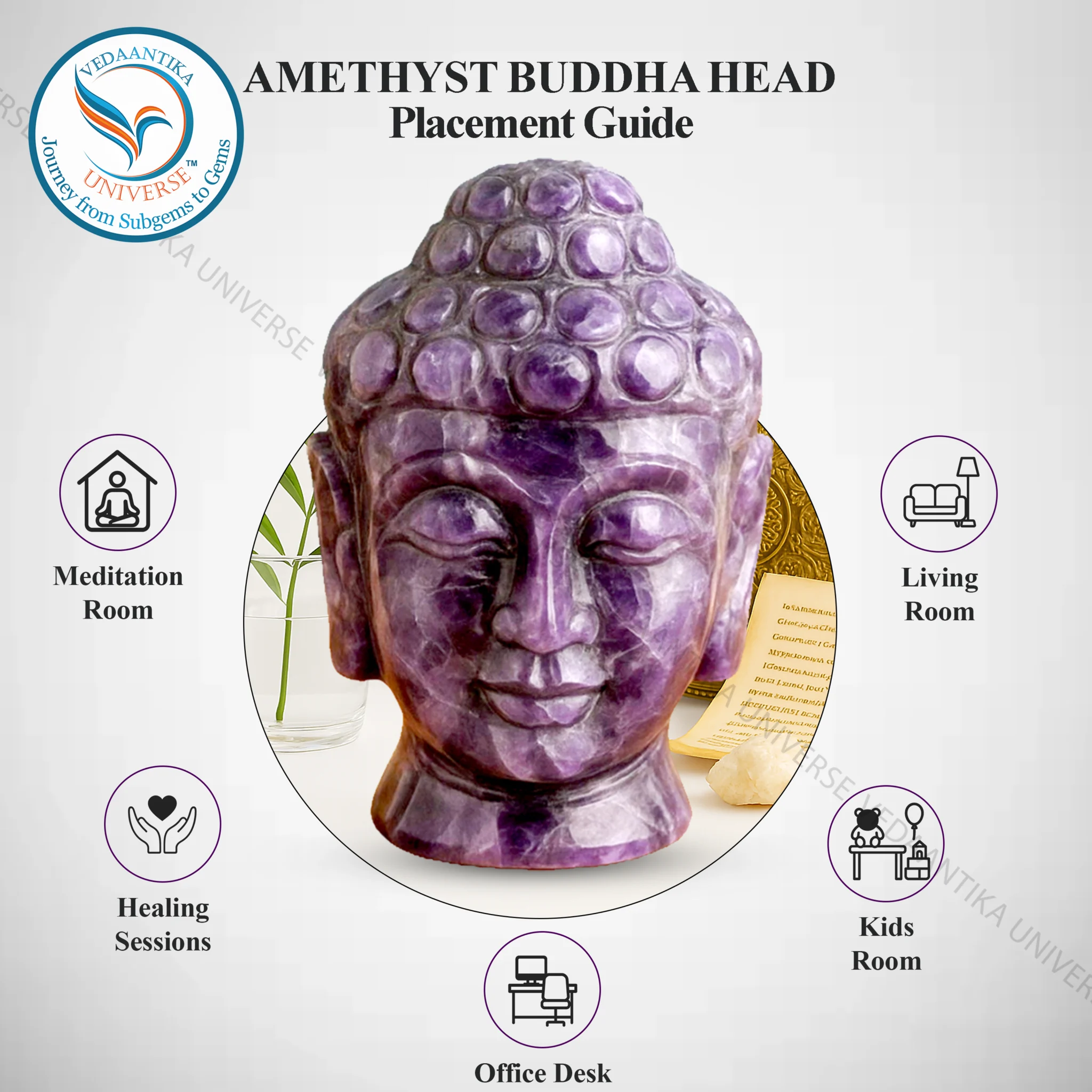 Amethyst Buddha Head Natural Purple Stone