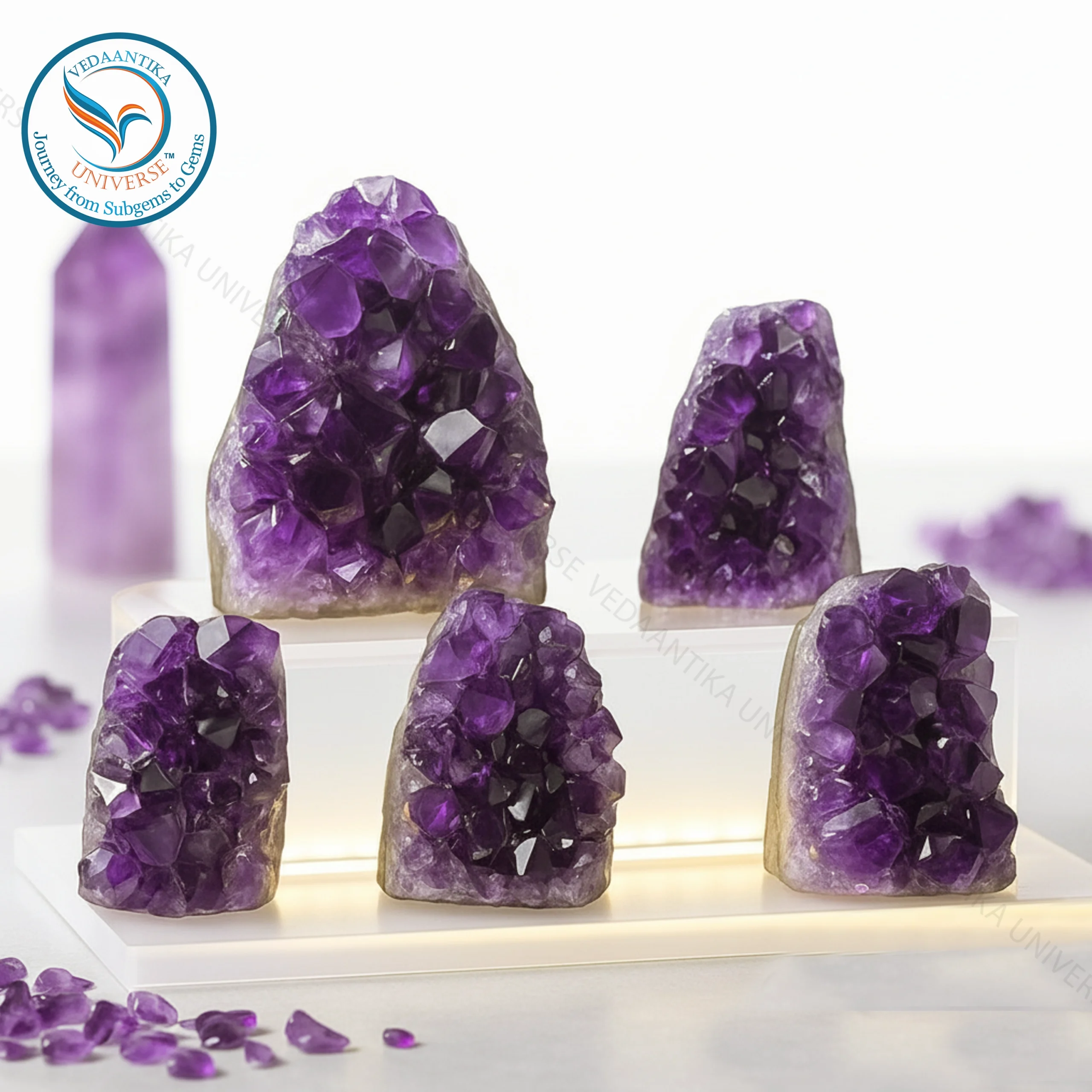 Amethyst cluster box purple crystals