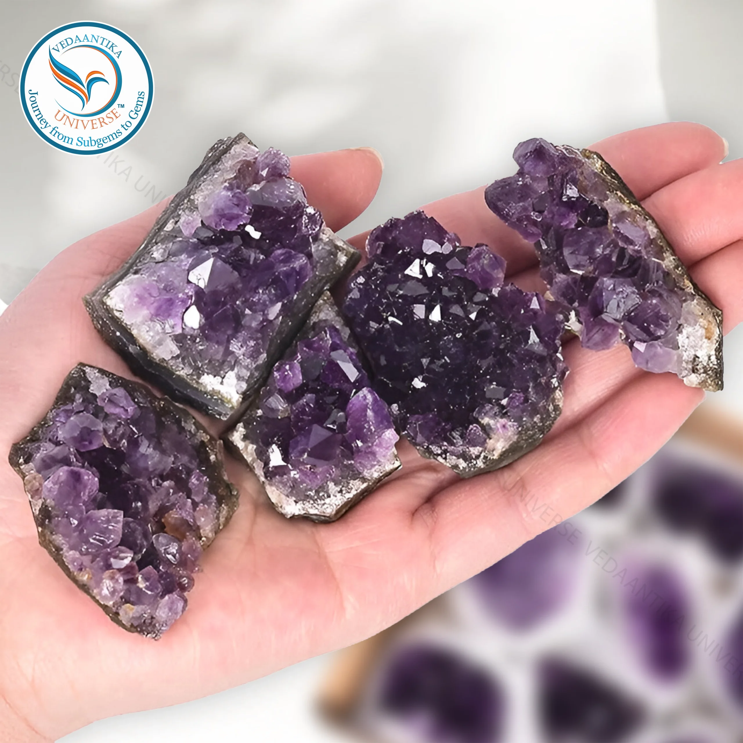 Natural amethyst crystal box set
