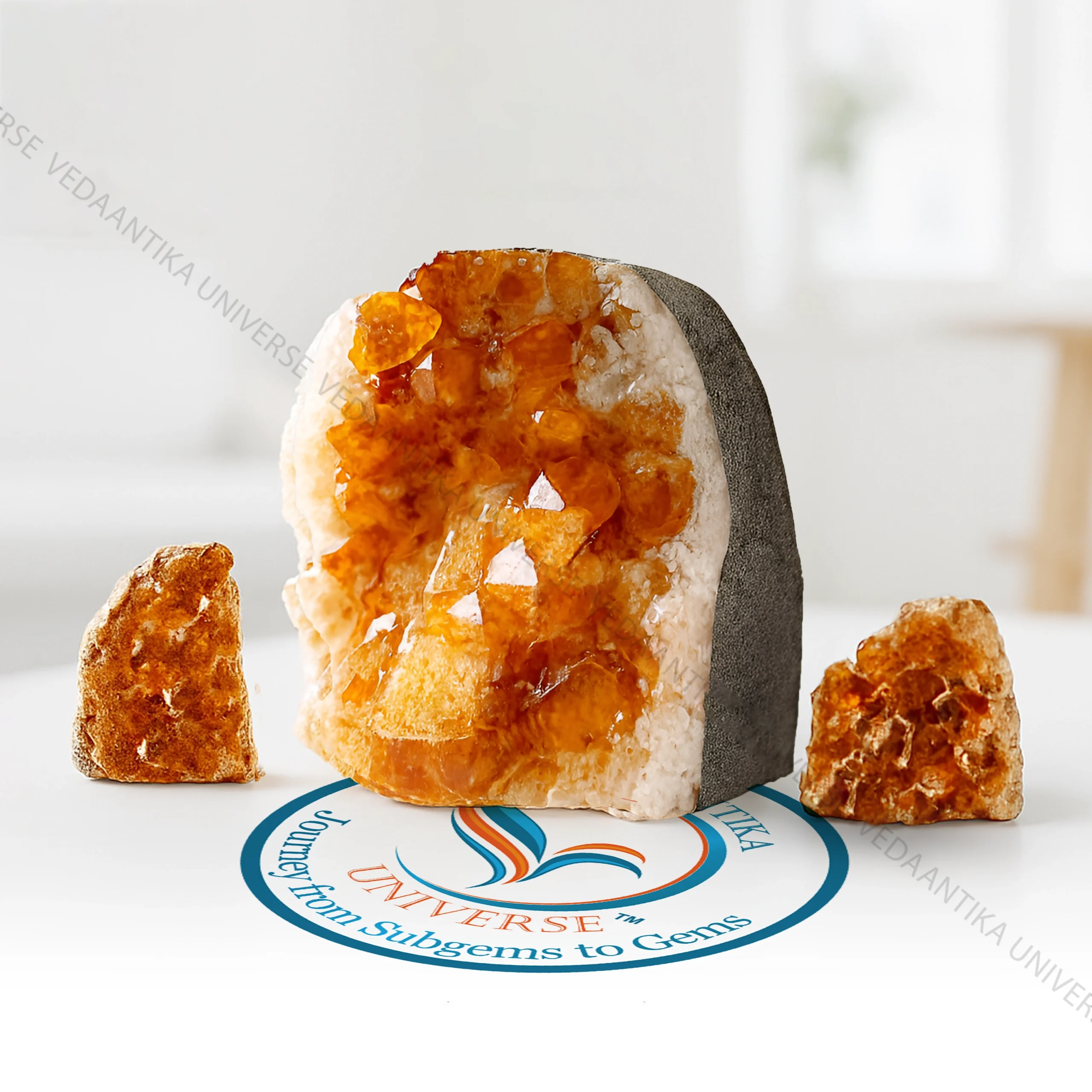 Citrine cluster golden crystal formation