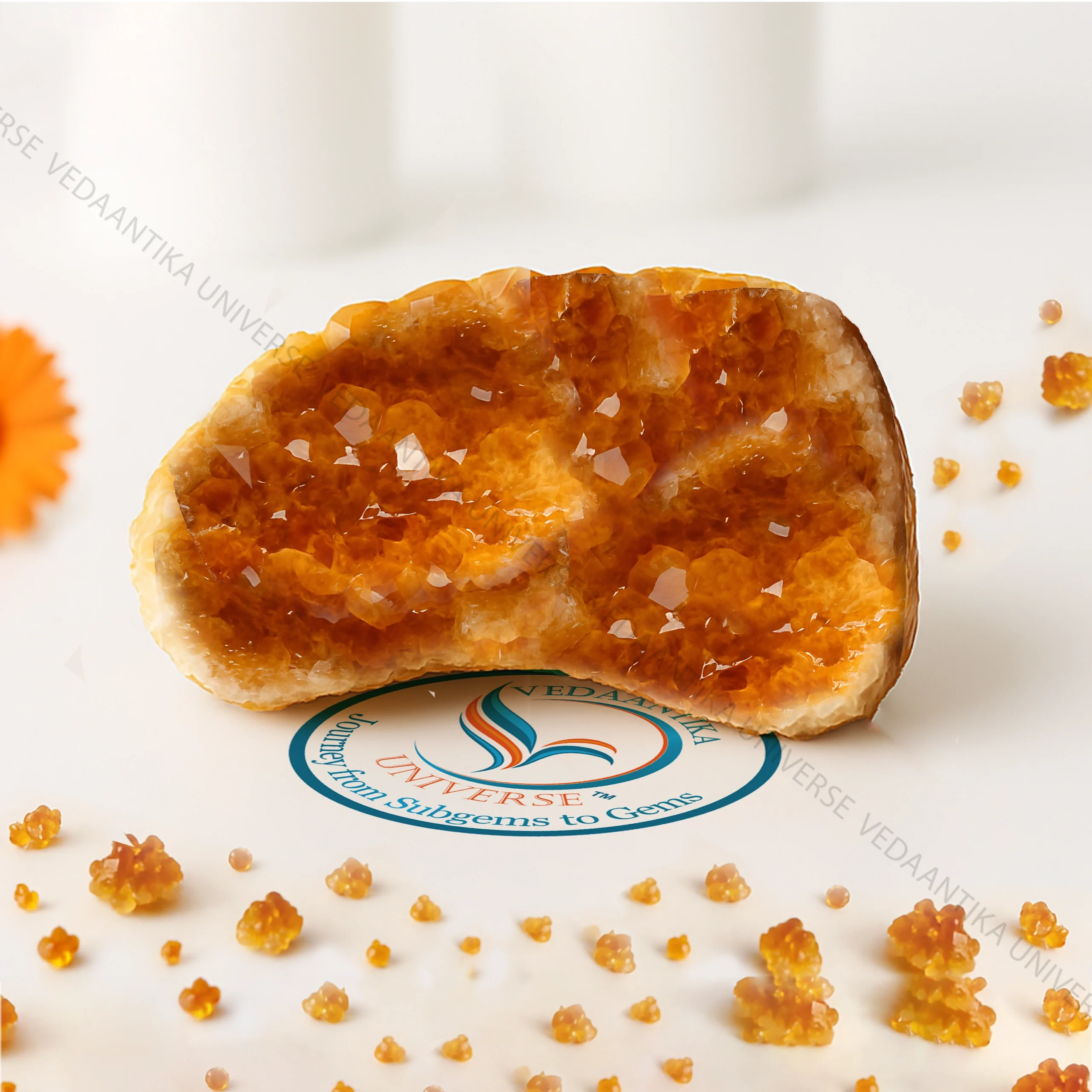 Genuine citrine crystal cluster
