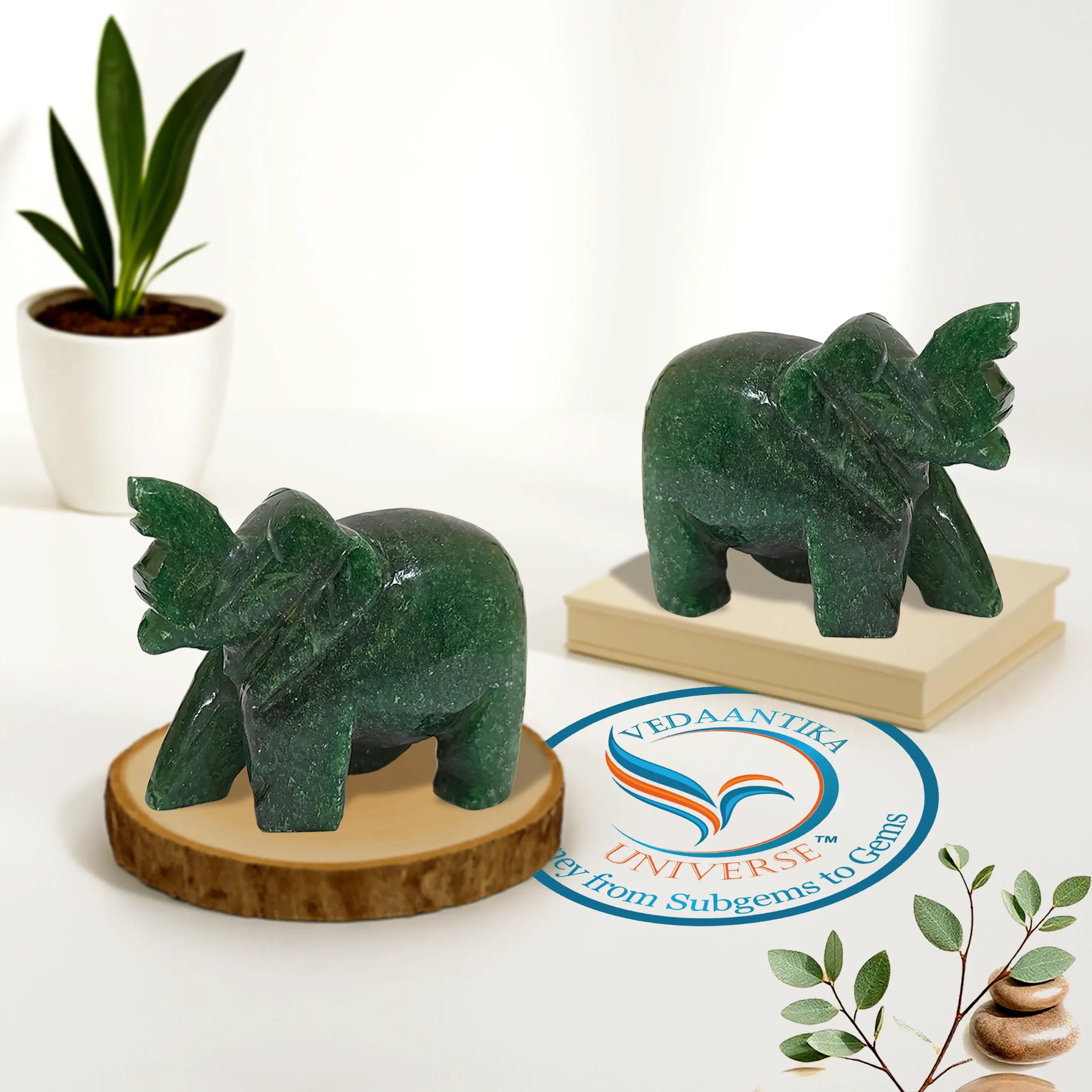 Green Jade Elephant Natural Stone