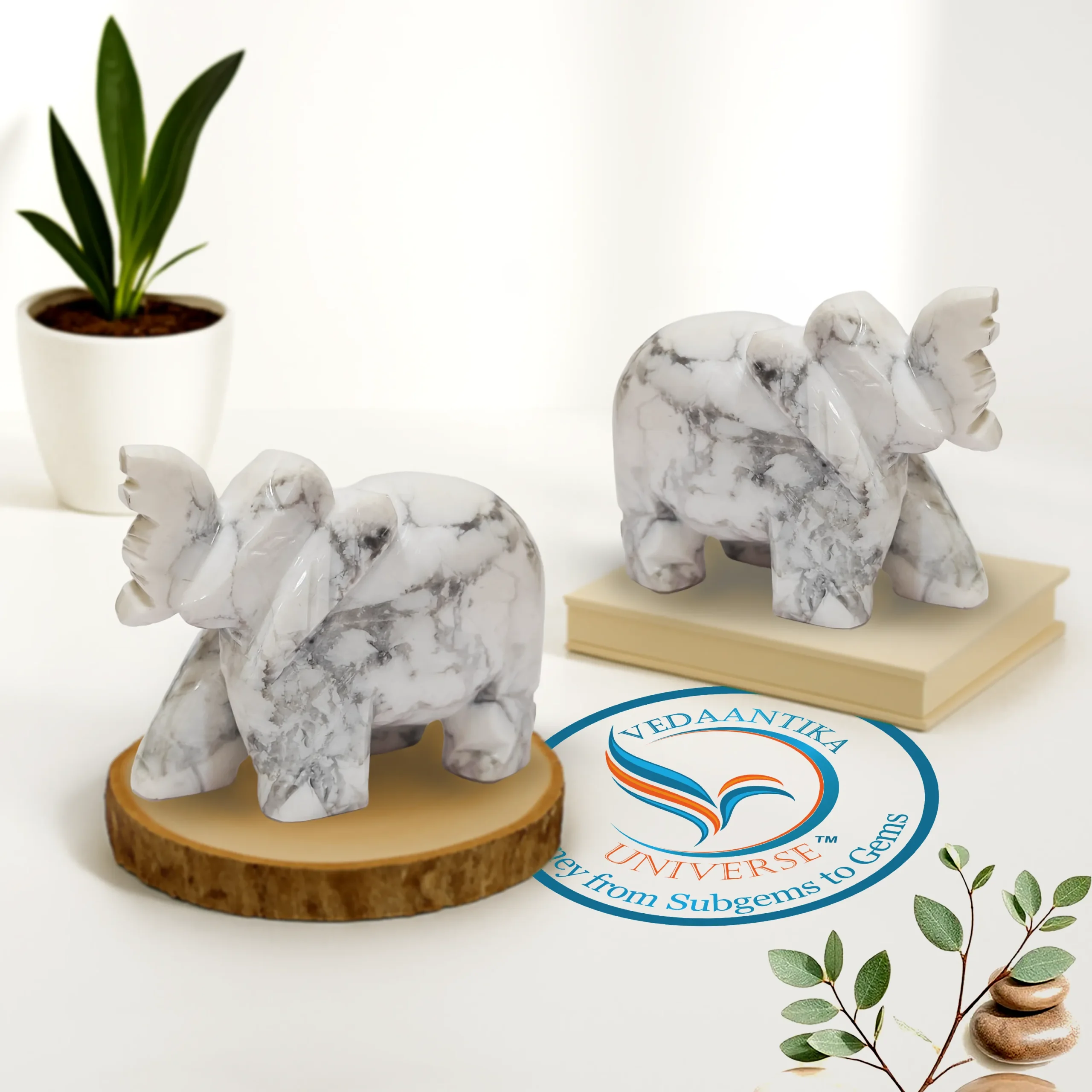 Howlite Elephant Natural Stone