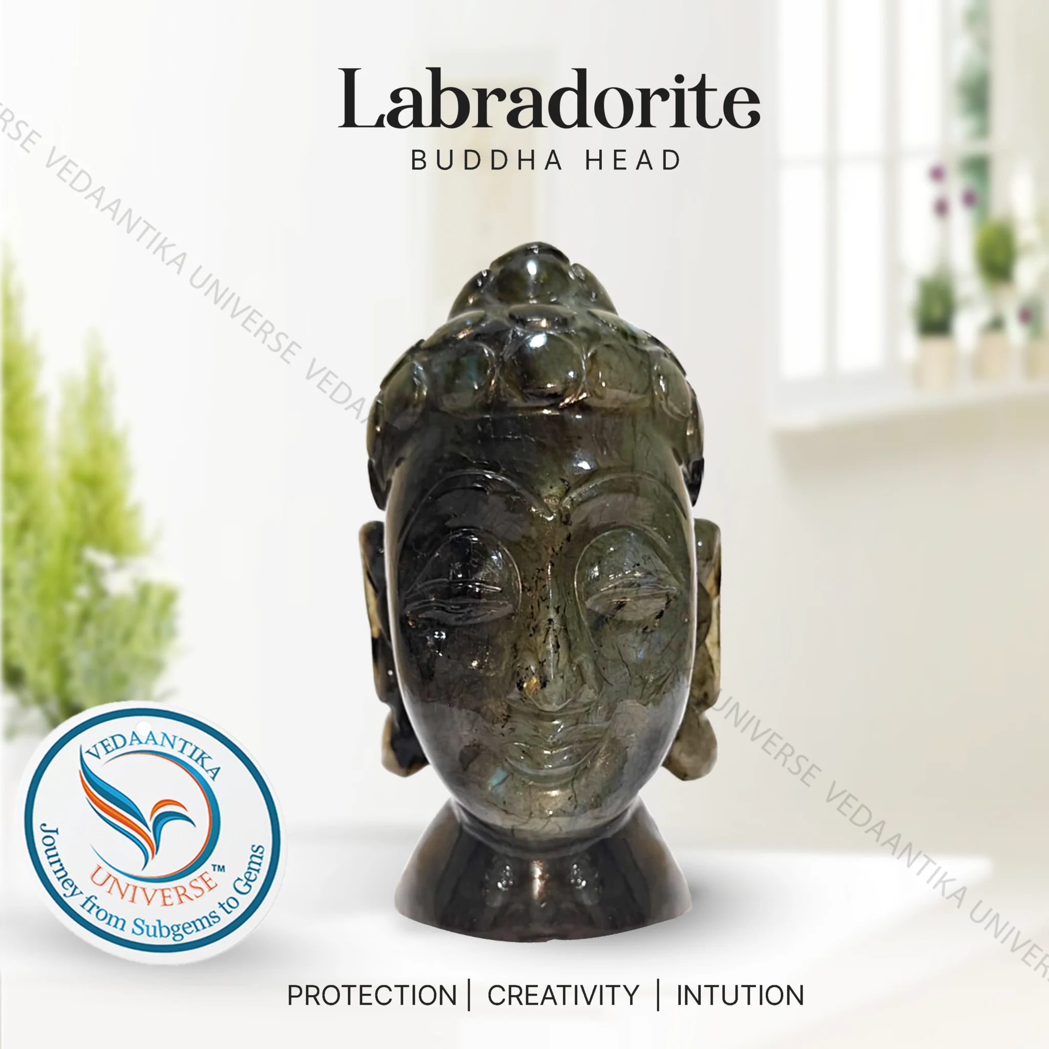 Labradorite Buddha Head