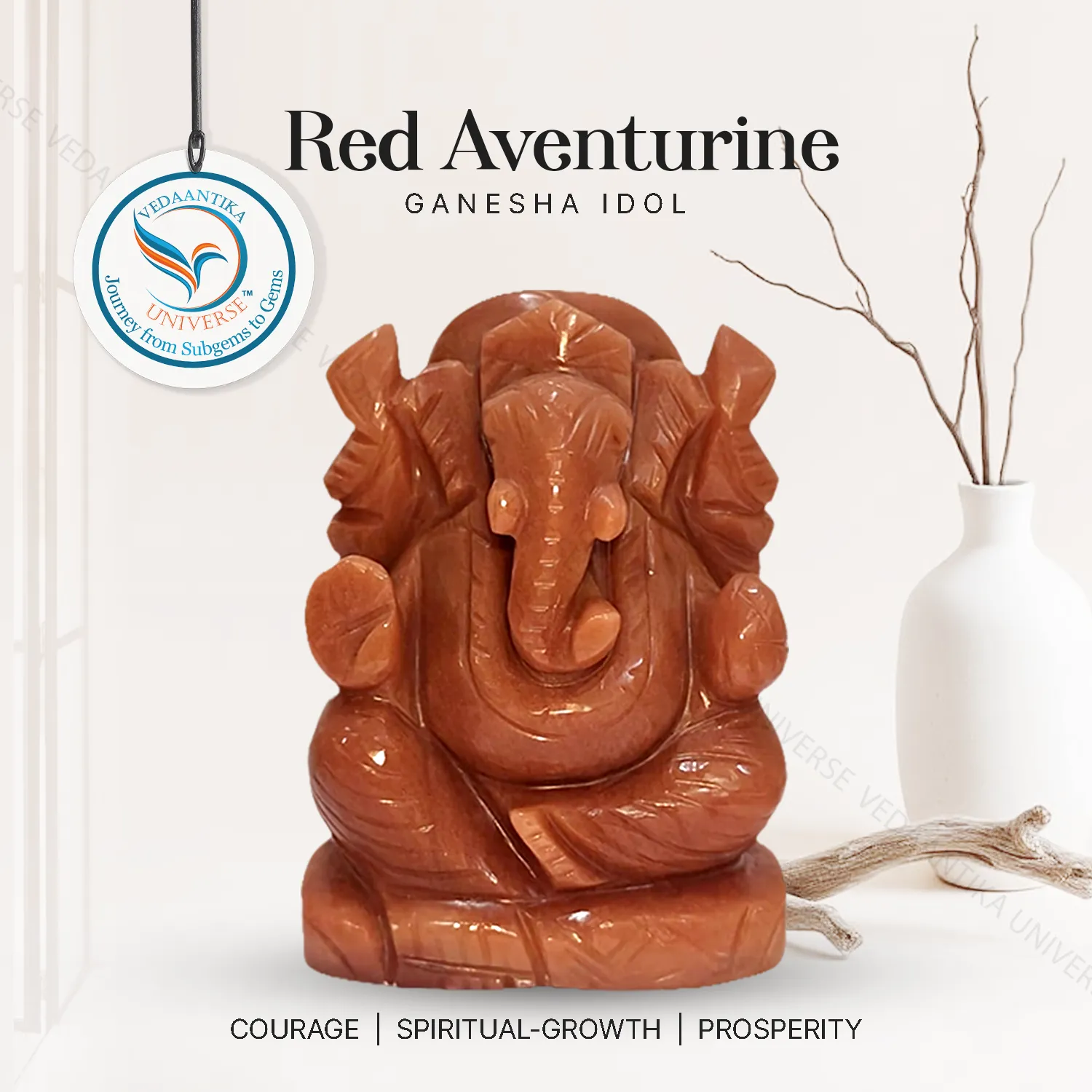 Red Aventurine Ganesha Idol for reducing delay