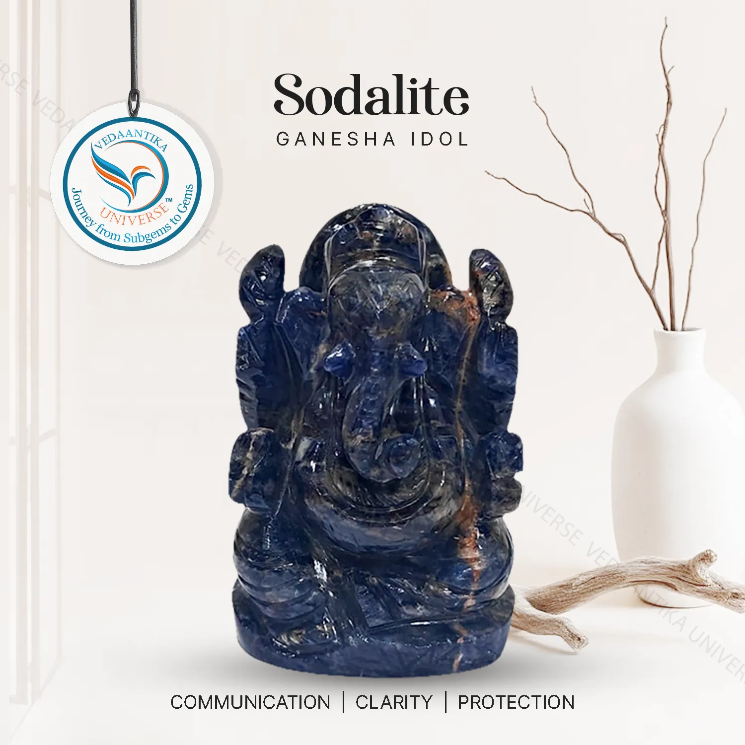 Sodalite Ganesha Idol for mental clarity and structured thinking