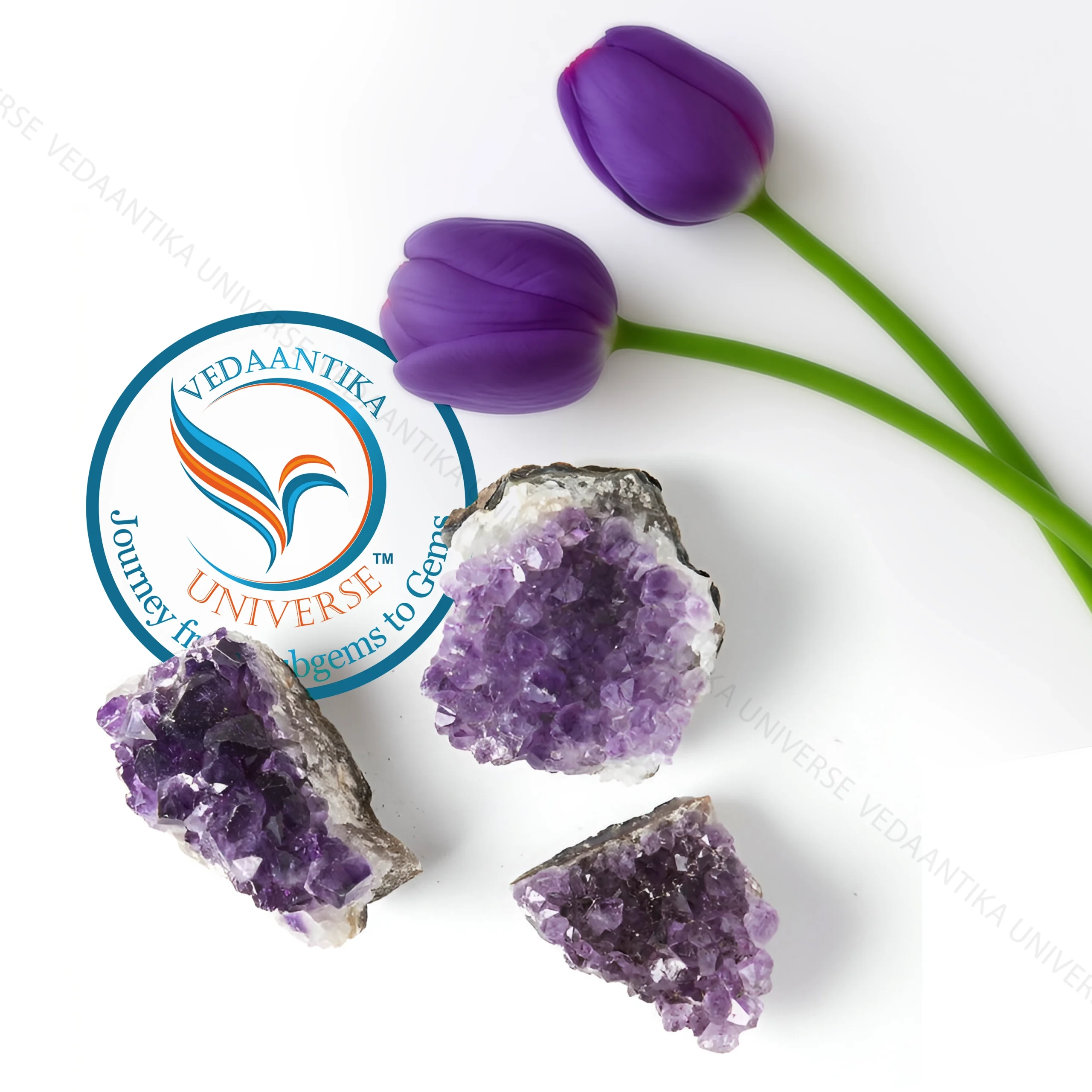 Genuine amethyst crystal cluster