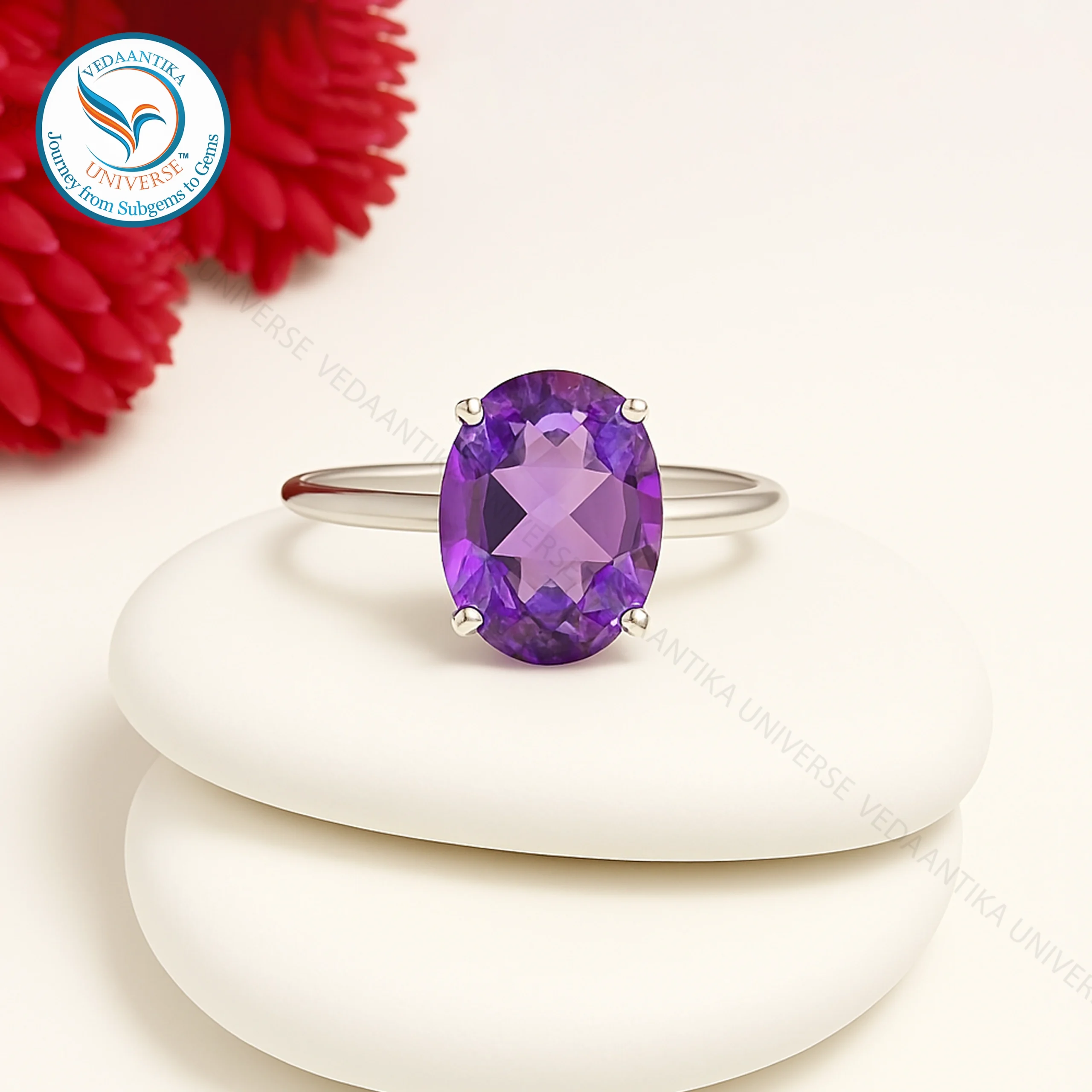 Natural amethyst stone ring