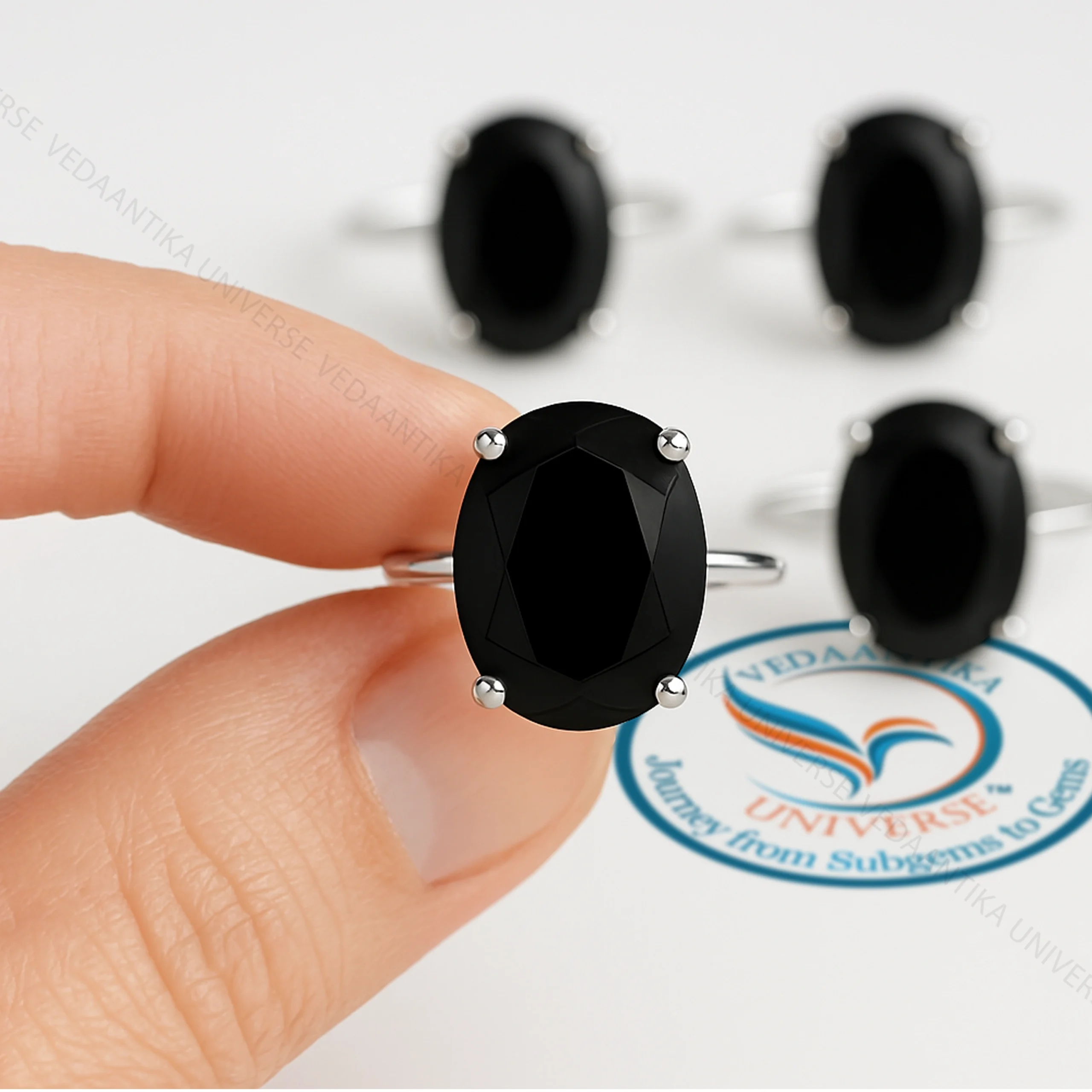 Black obsidian ring natural volcanic glass