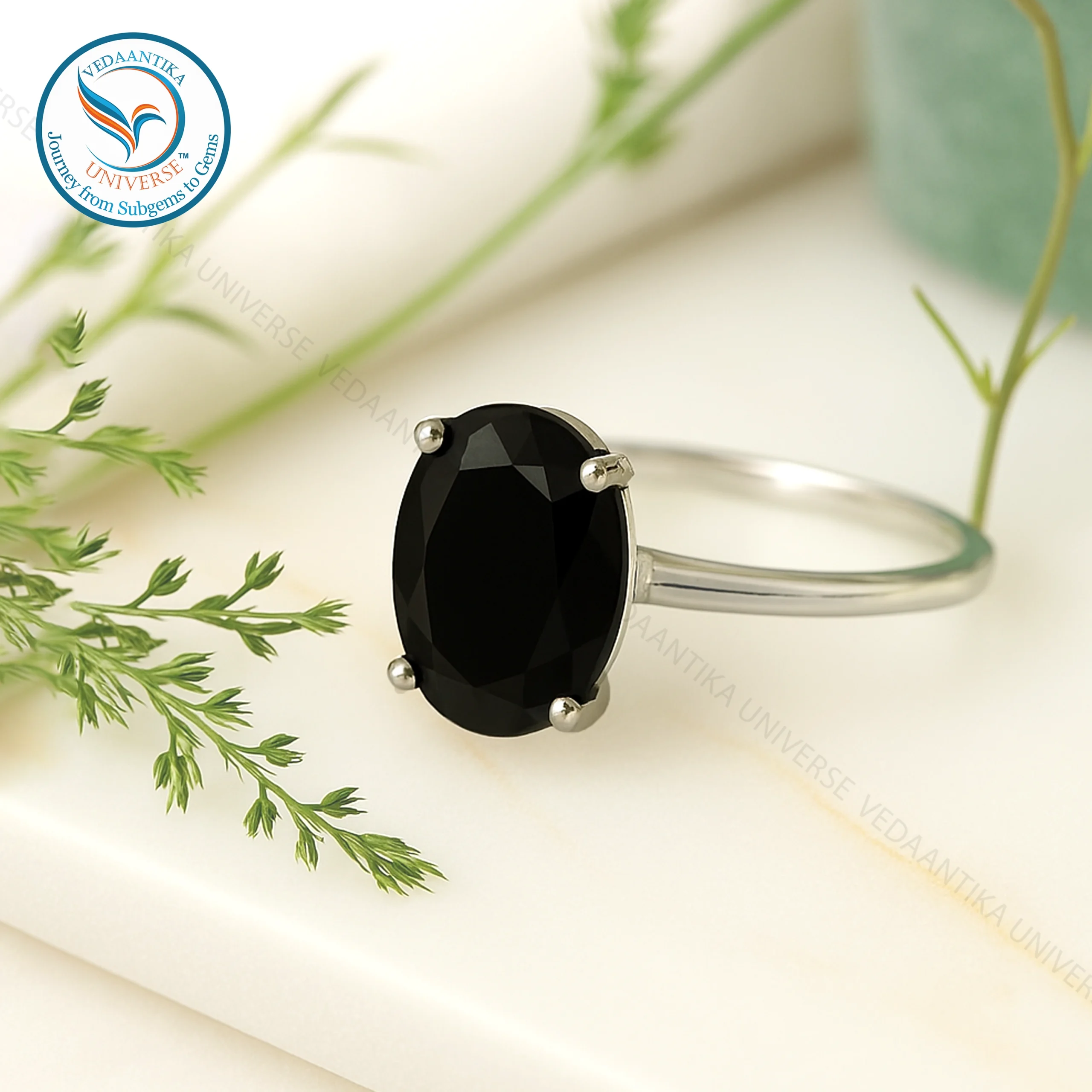 Genuine black obsidian ring natural gemstone