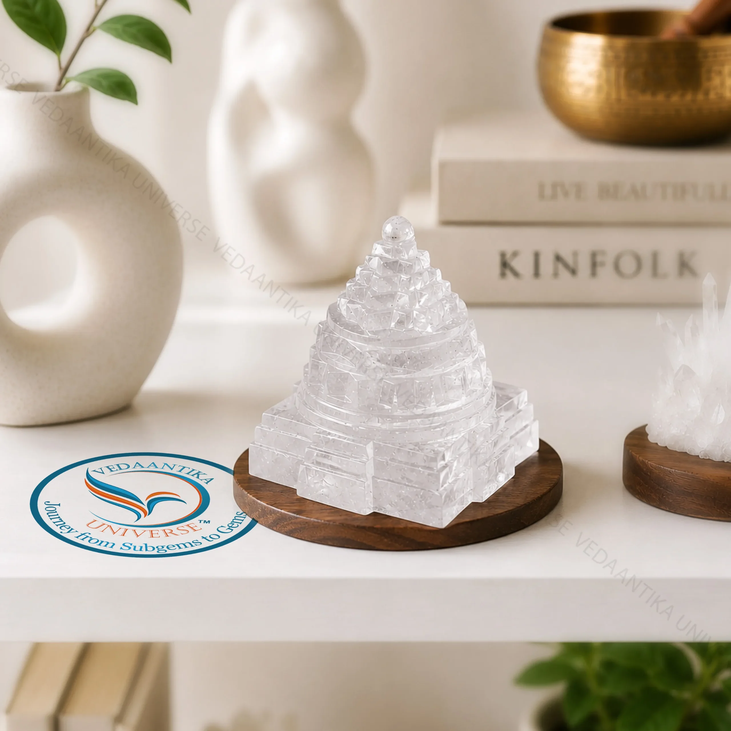 Sphatik Shree Yantra sacred geometric crystal ideal for wealth, prosperity, meditation