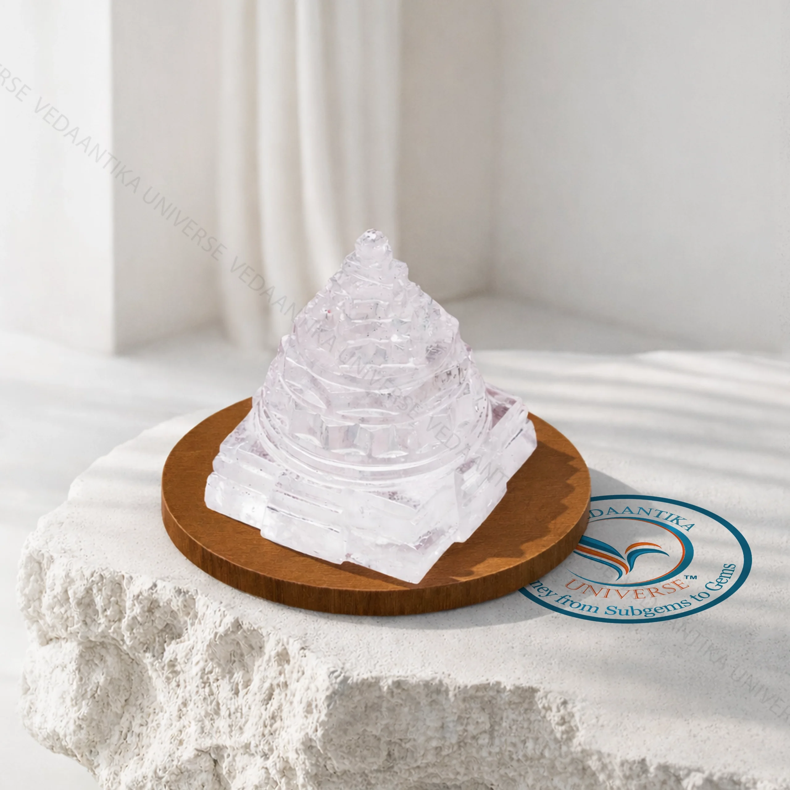 Clear Quartz (Sphatik) Shree Yantra crystal carving