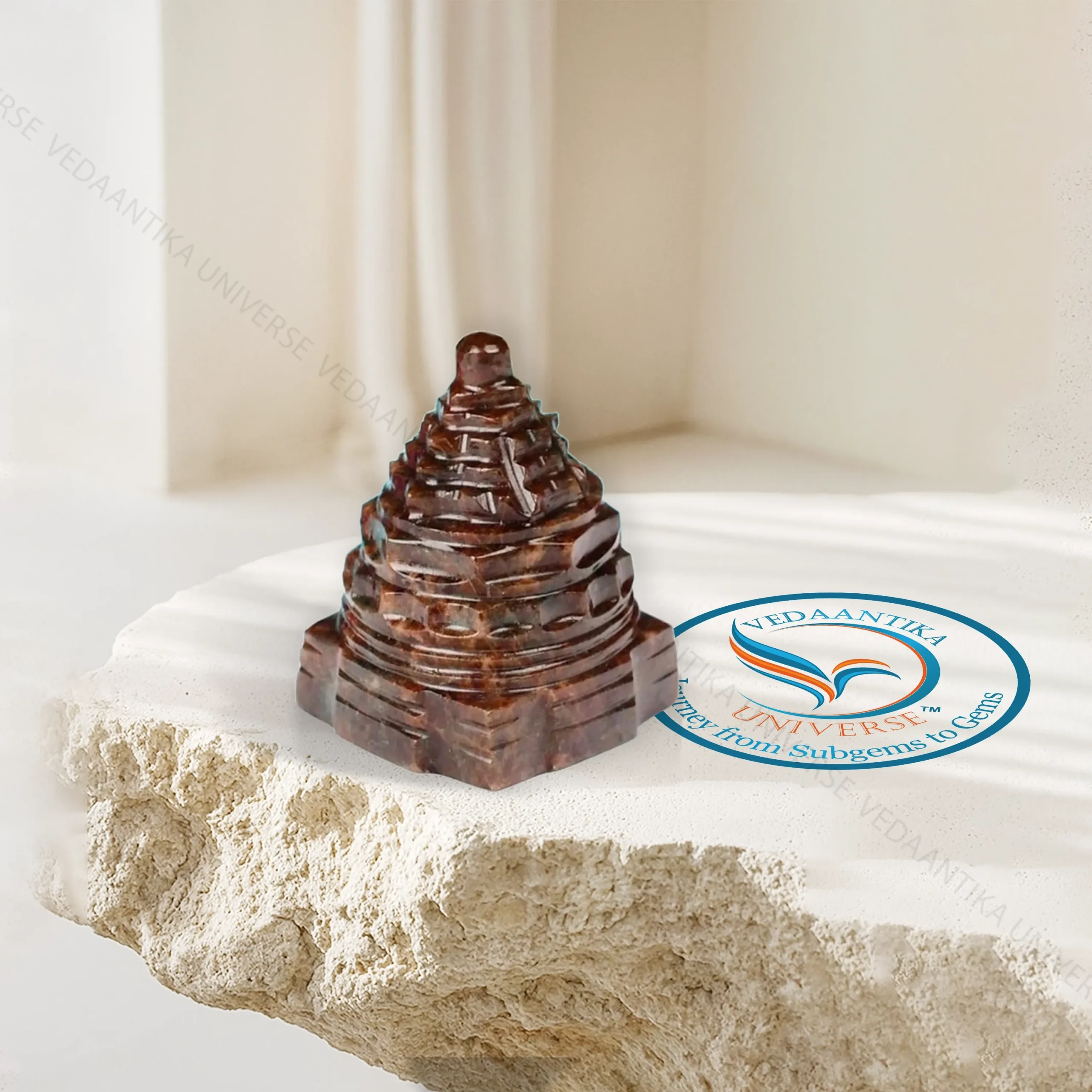 Hessonite Shree Yantra Gomed natural crystal