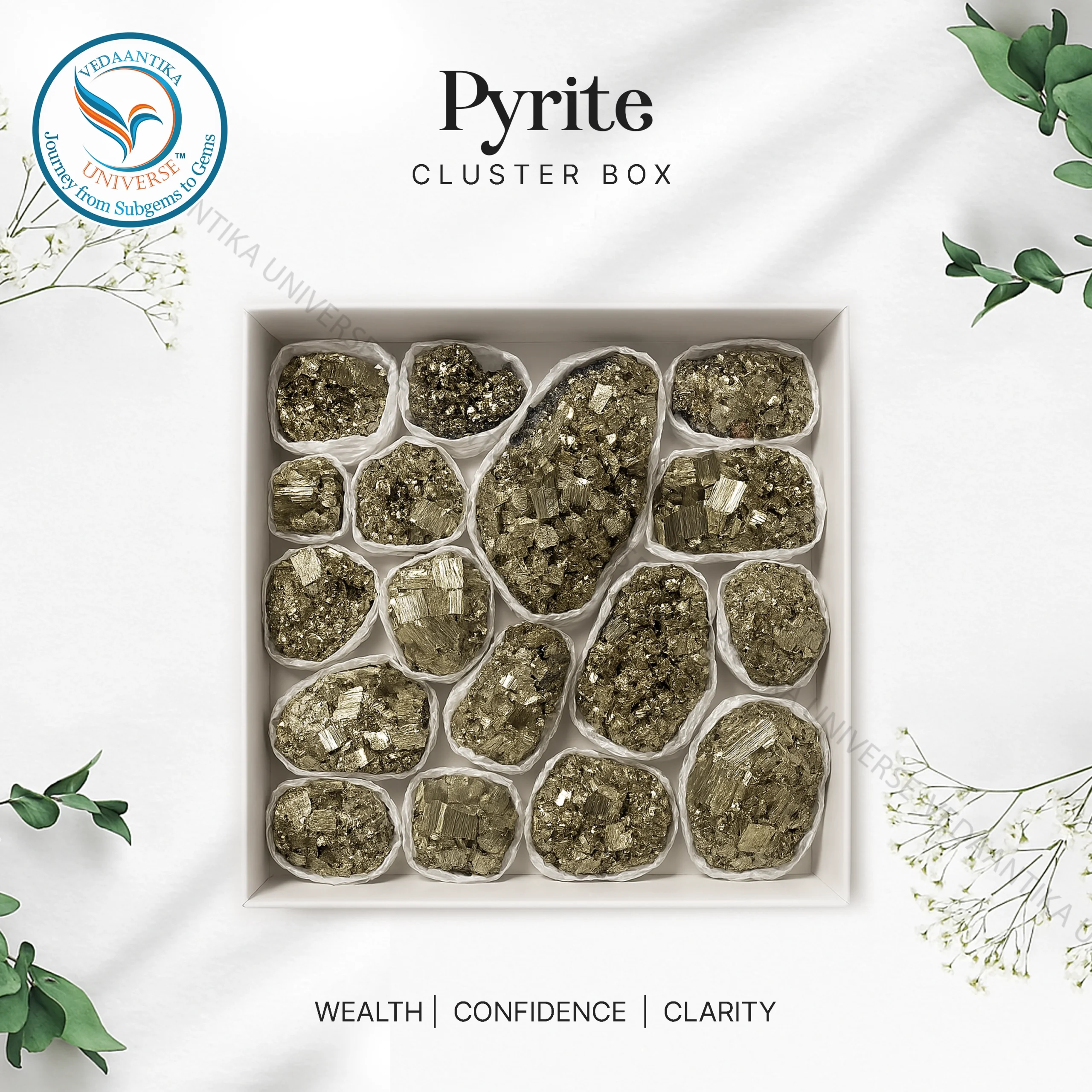 Natural Pyrite Cluster Box