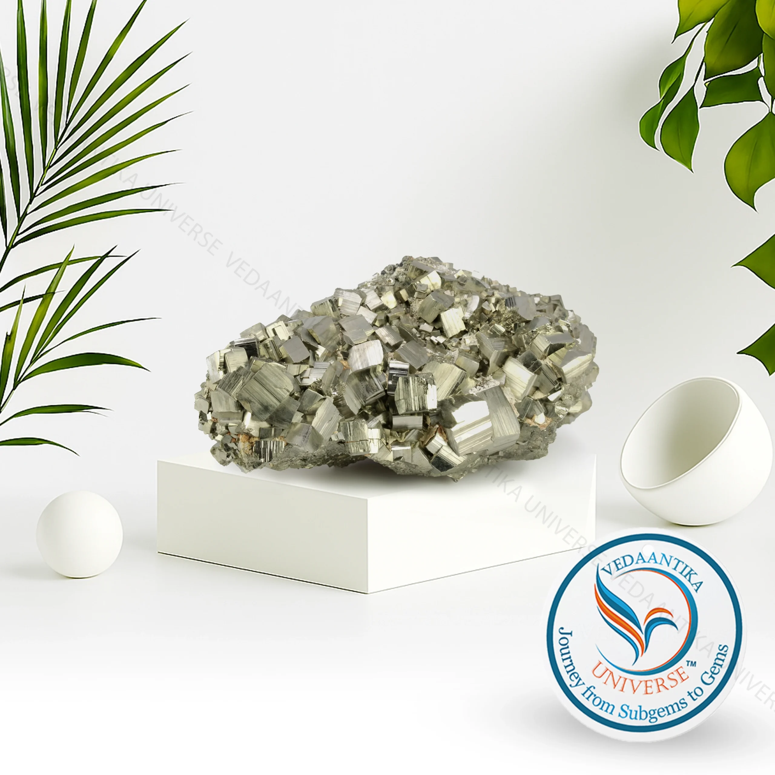 Pyrite cluster golden crystal formation