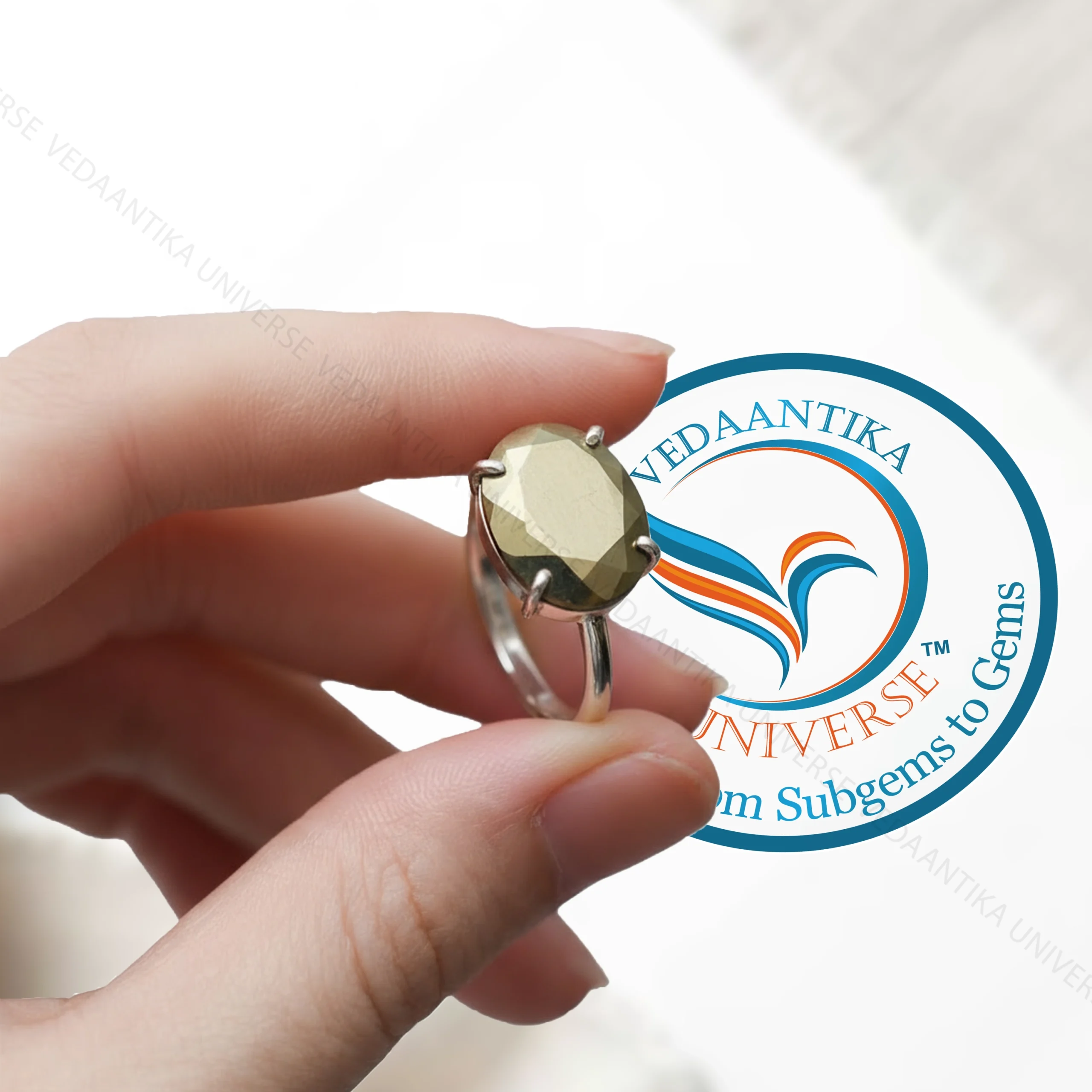 Pyrite ring natural golden crystal