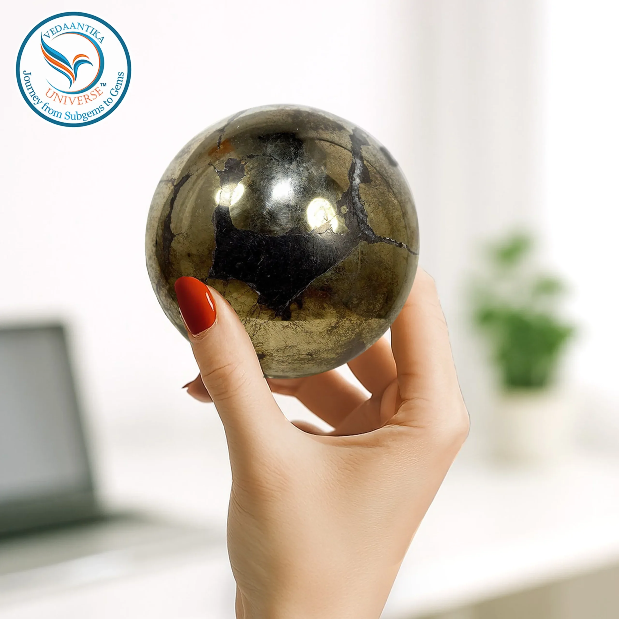 Natural Pyrite crystal sphere for mental balance