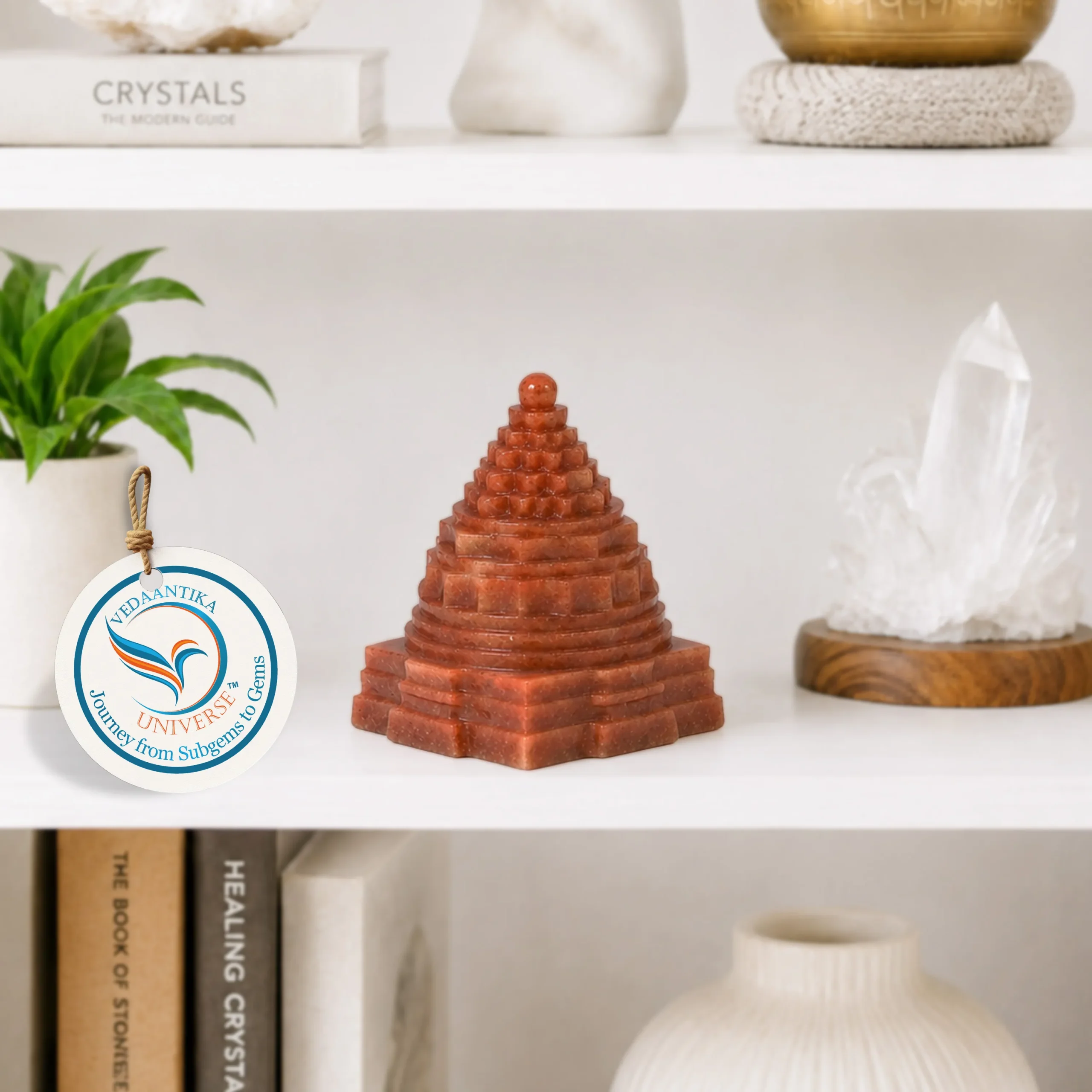 Sunstone Shree Yantra carved from natural gemstone