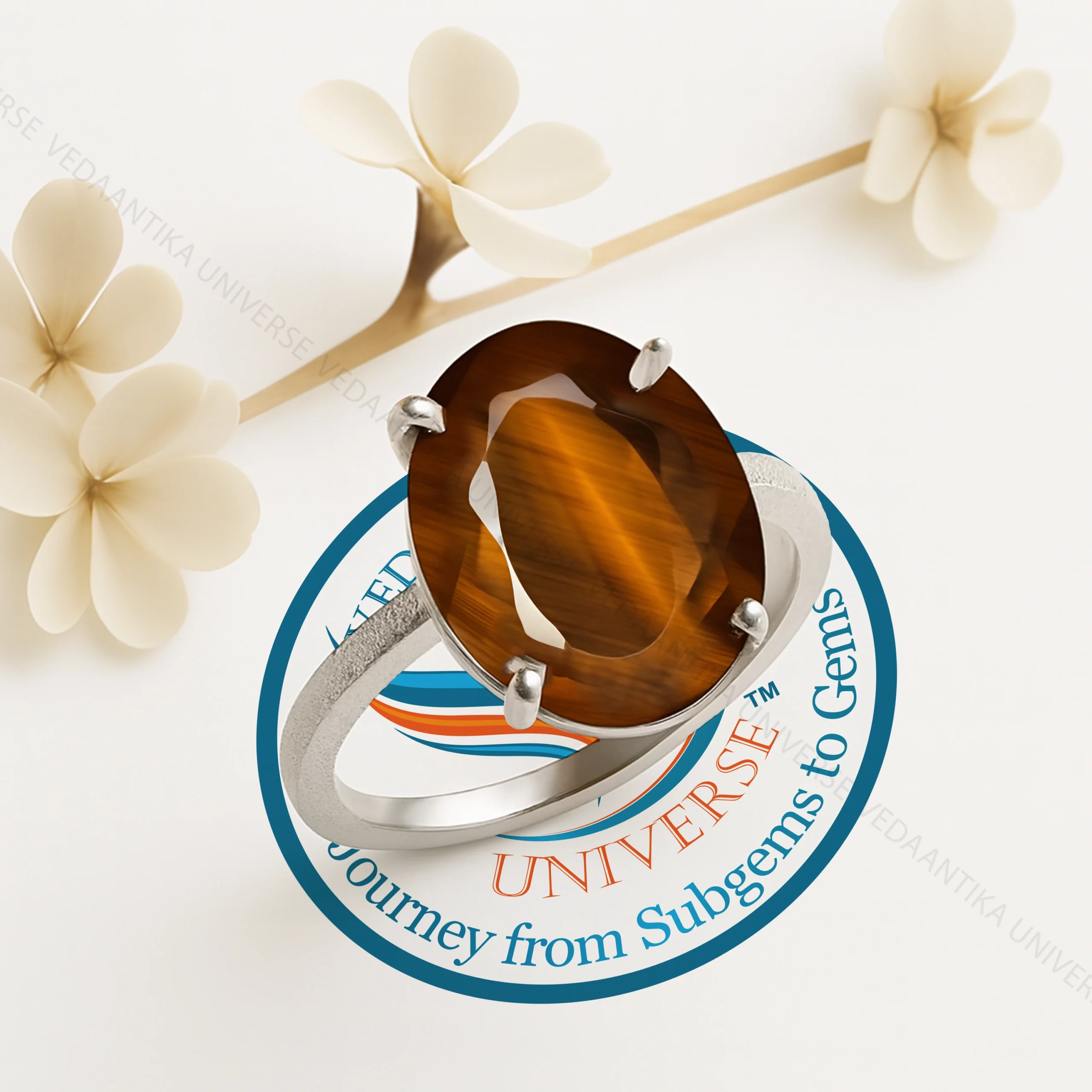 Tiger eye ring natural golden brown gemstone