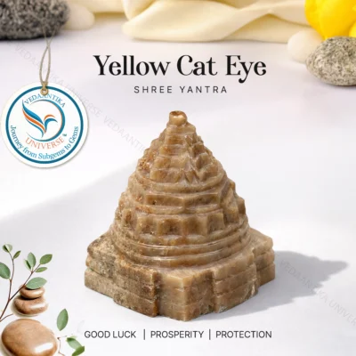 Yellow Cat Eye Shree Yantra natural crystal