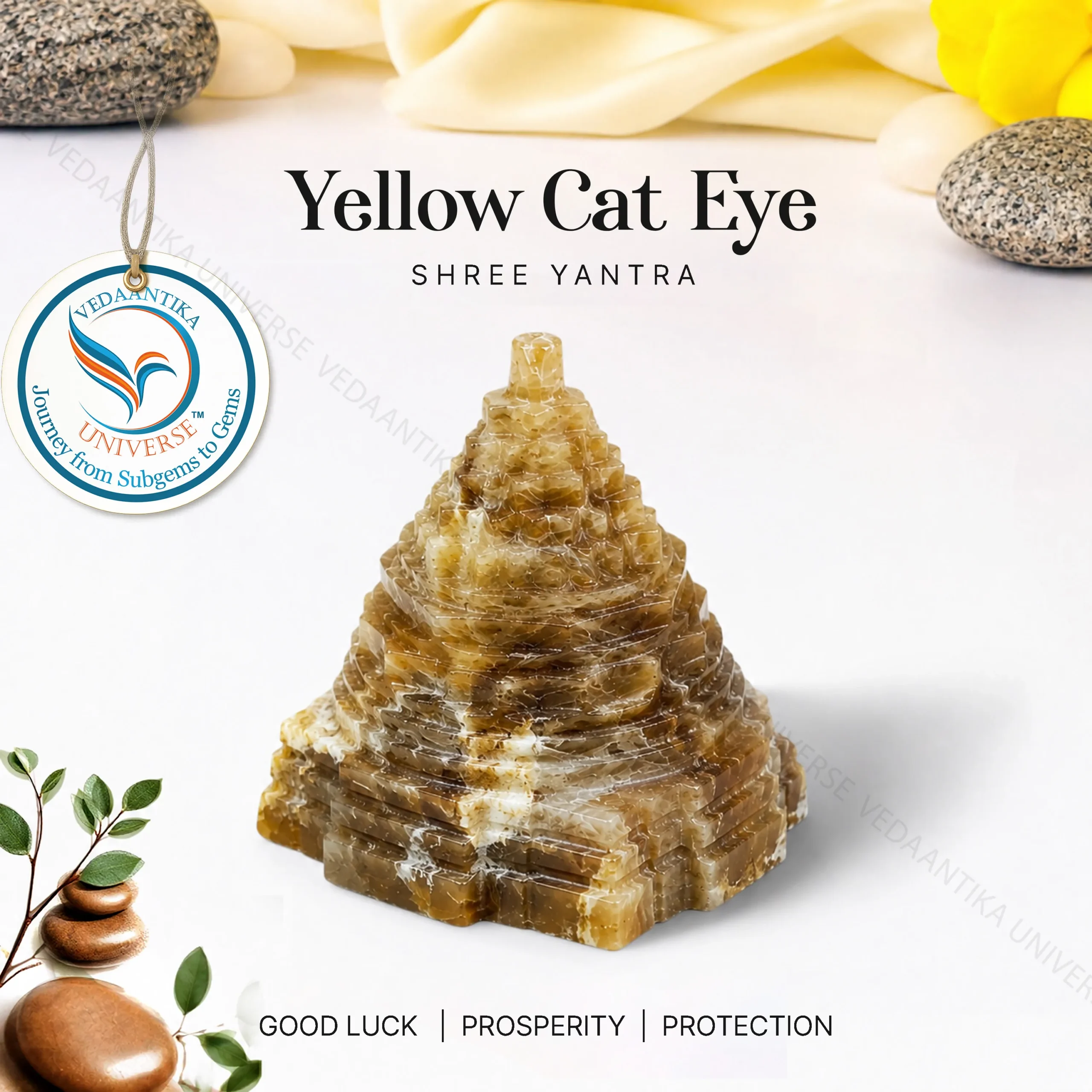 Premium Yellow Cat Eye Shree Yantra