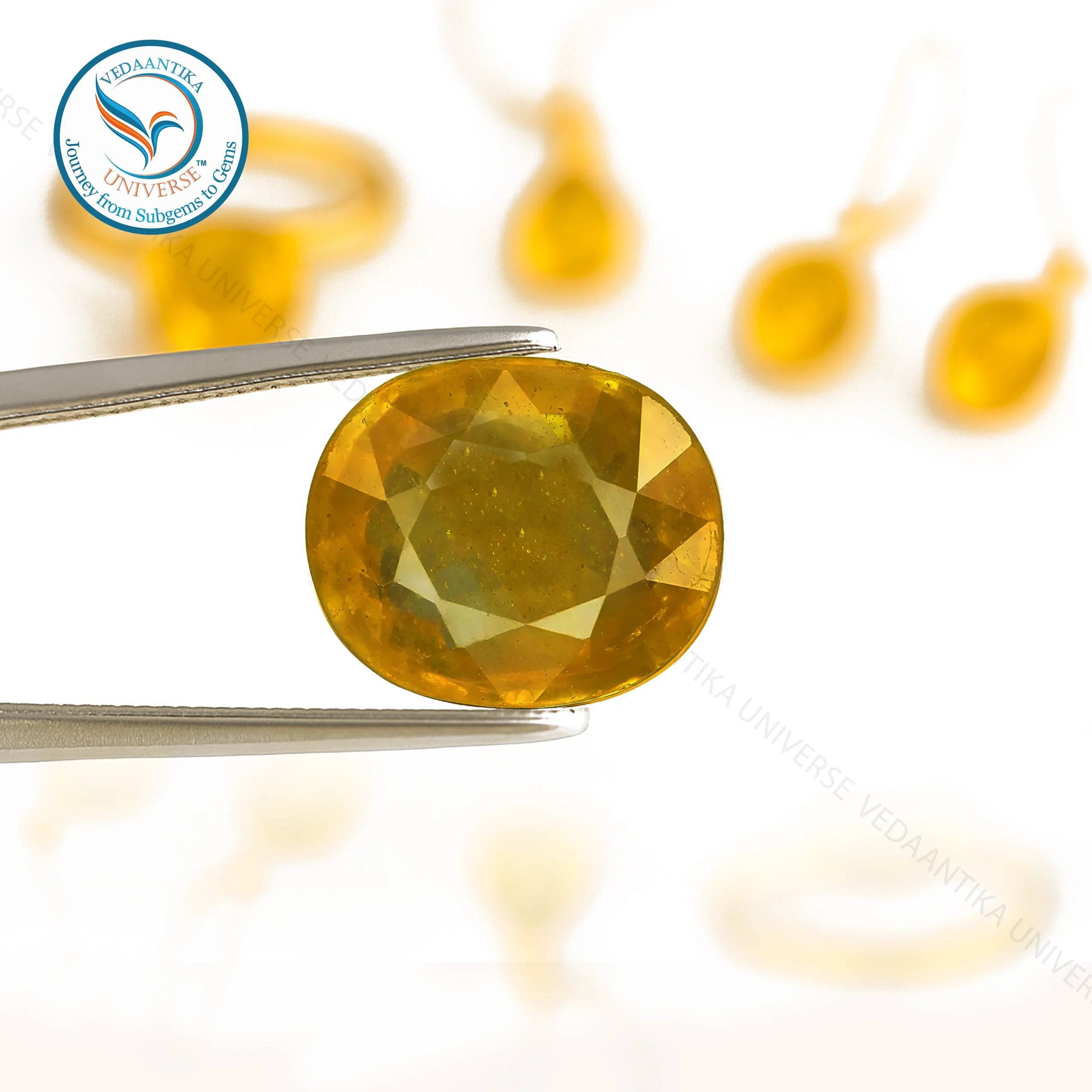 Natural yellow sapphire gemstone crystal