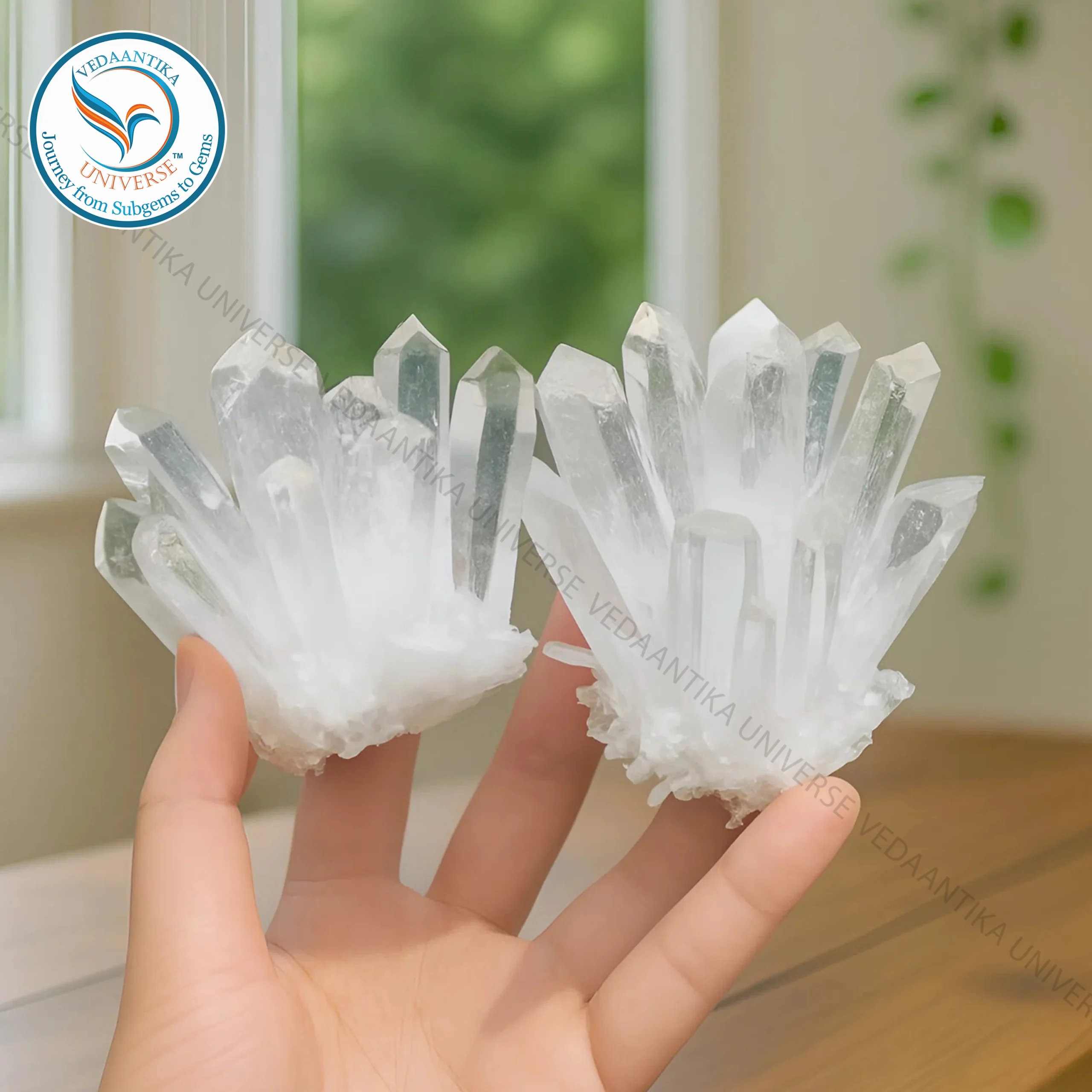 Natural quartz crystal cluster