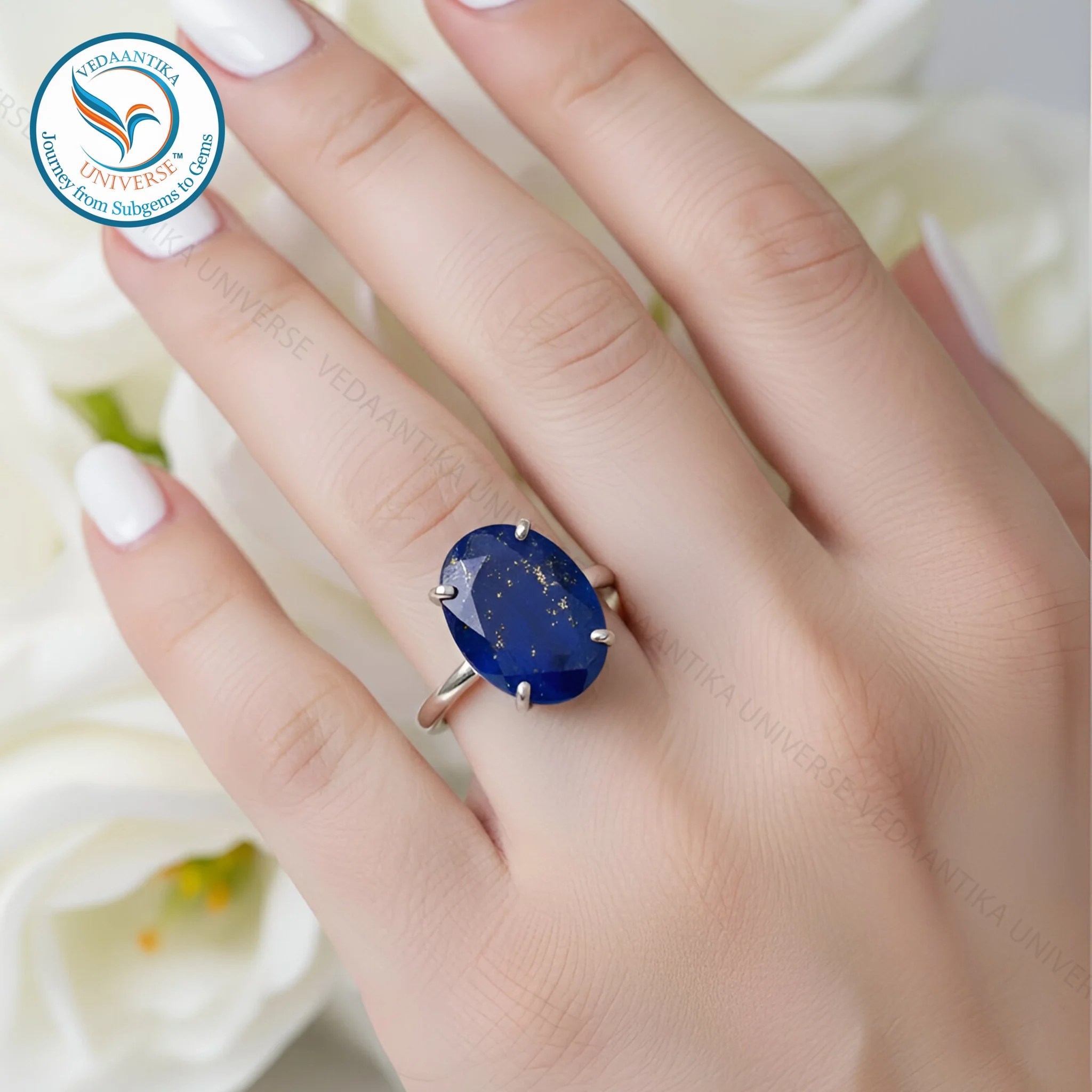 Genuine lapis lazuli stone ring