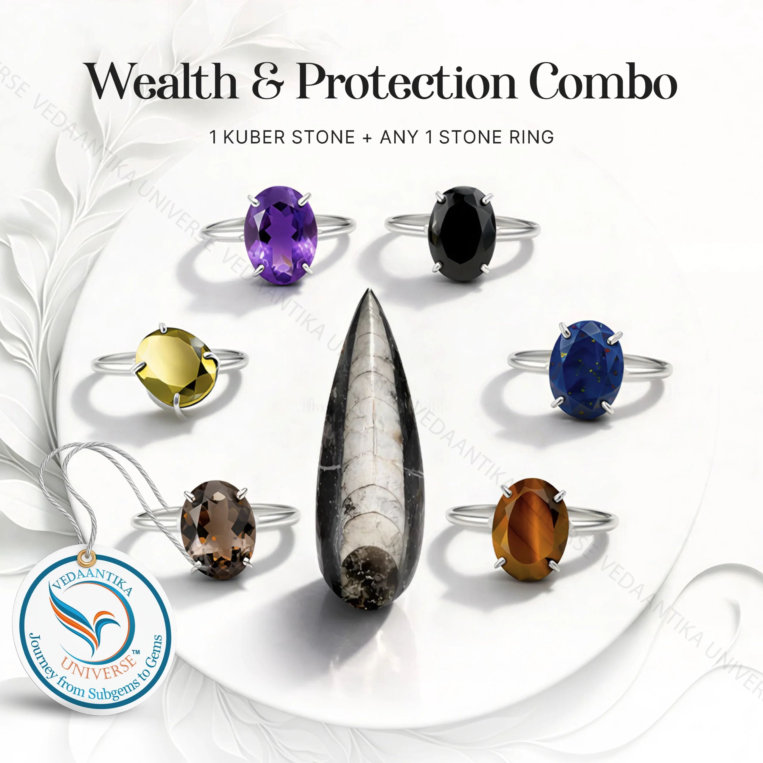 Kuber Stone with Gemstone Ring Combo for Wealth, Protection & Prosperity