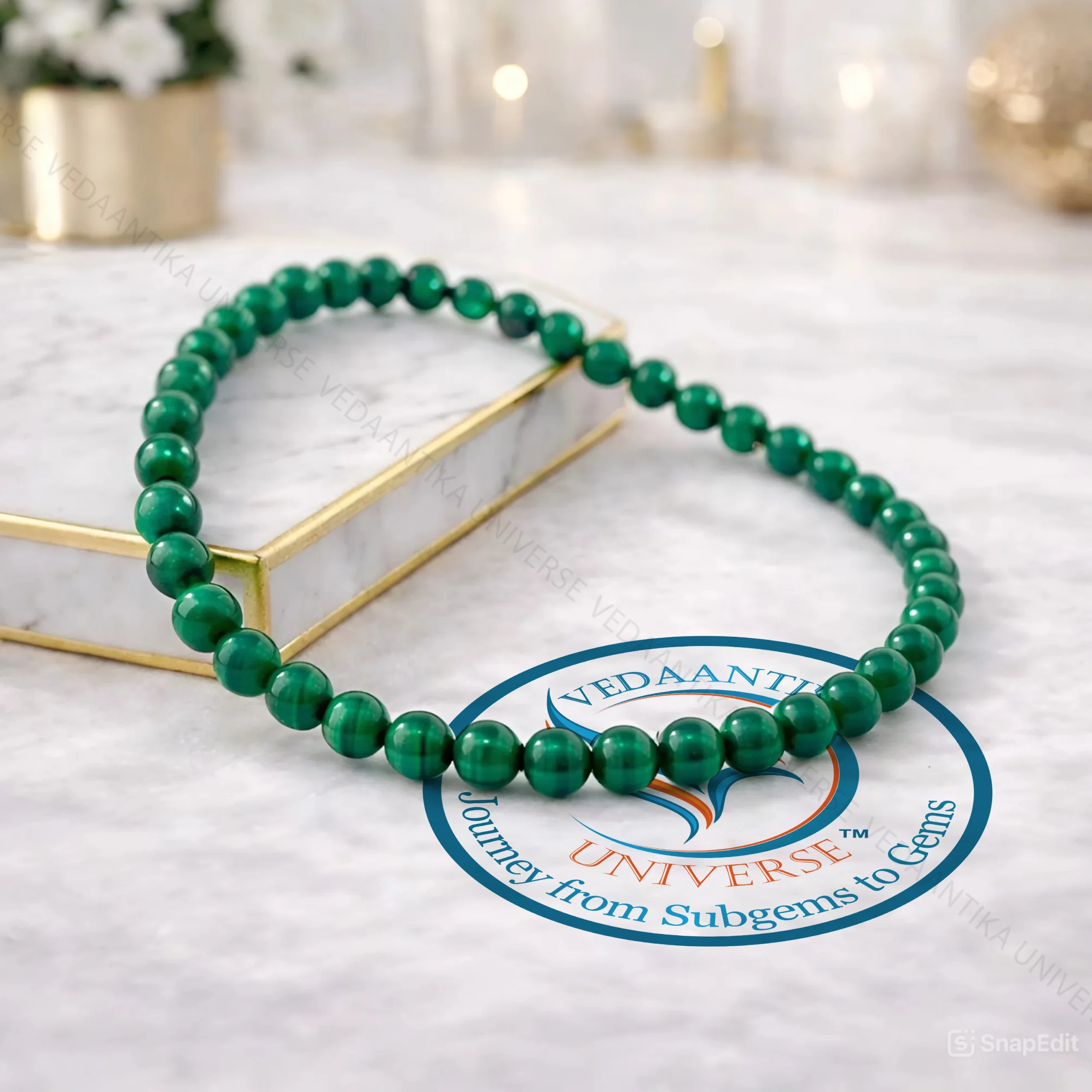 Malachite bracelet green stone beads