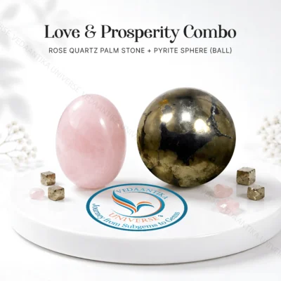 Pyrite Sphere with-Rose Quartz Palm Stone