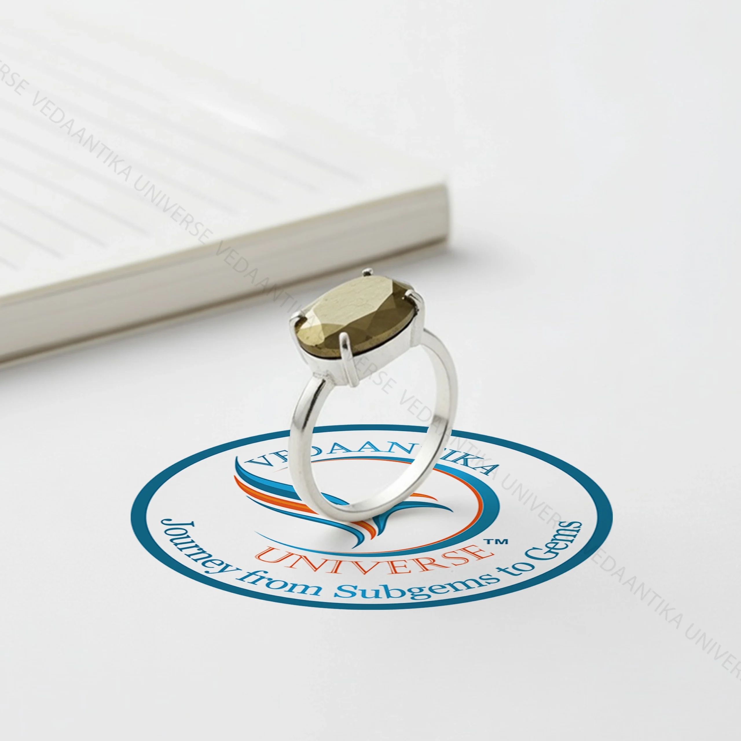 Kuber Stone with Pyrite Ring Combo adjustable gemstone ring