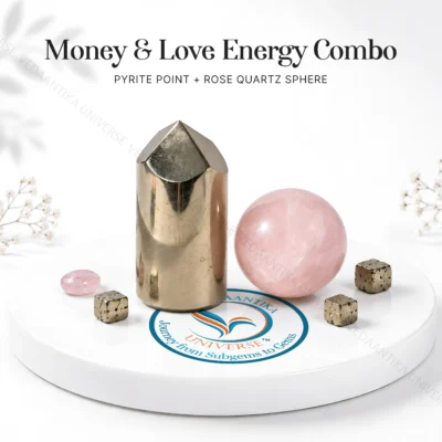 Pyrite Point and Rose Quartz Sphere Combo