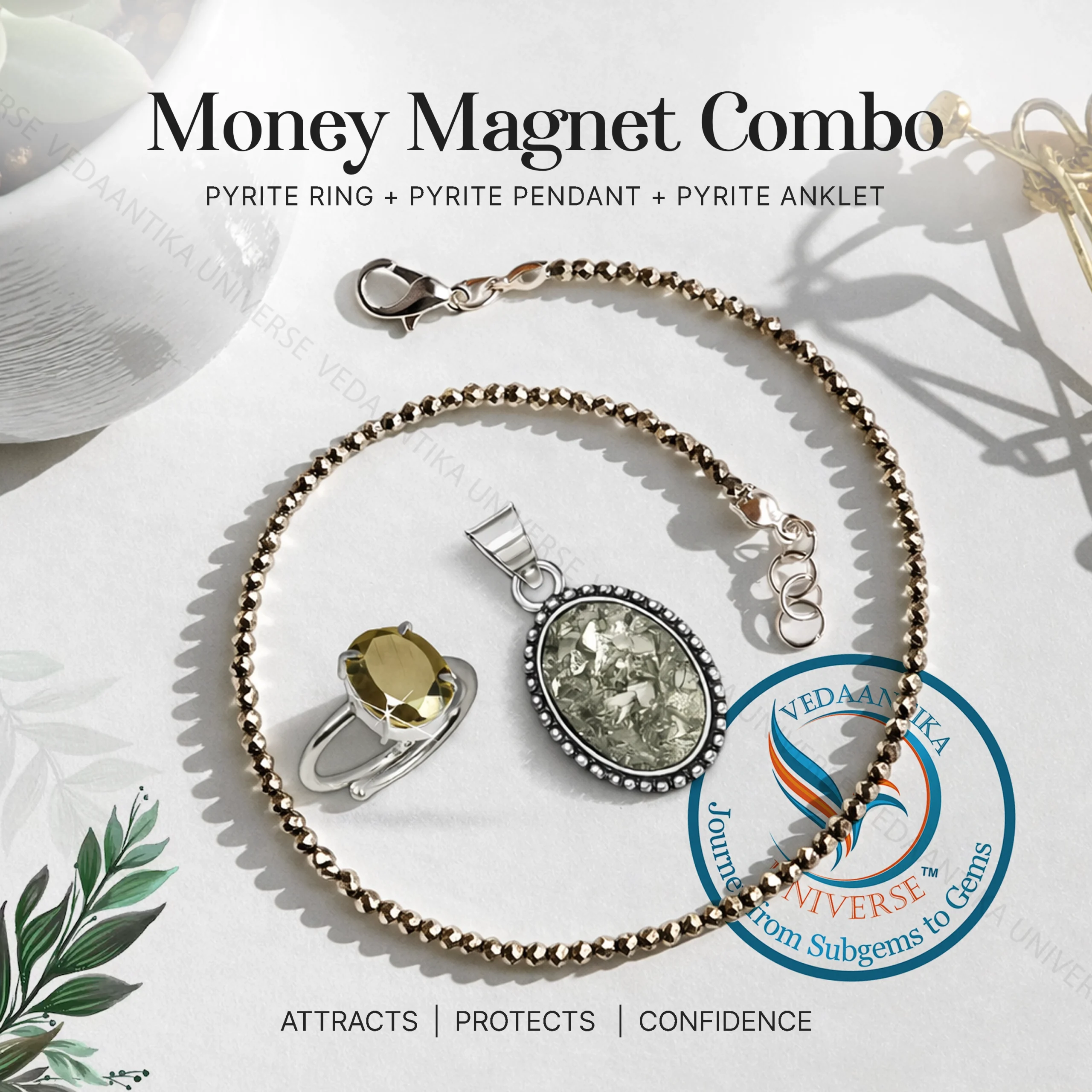 Pyrite Ring Pendant Anklet