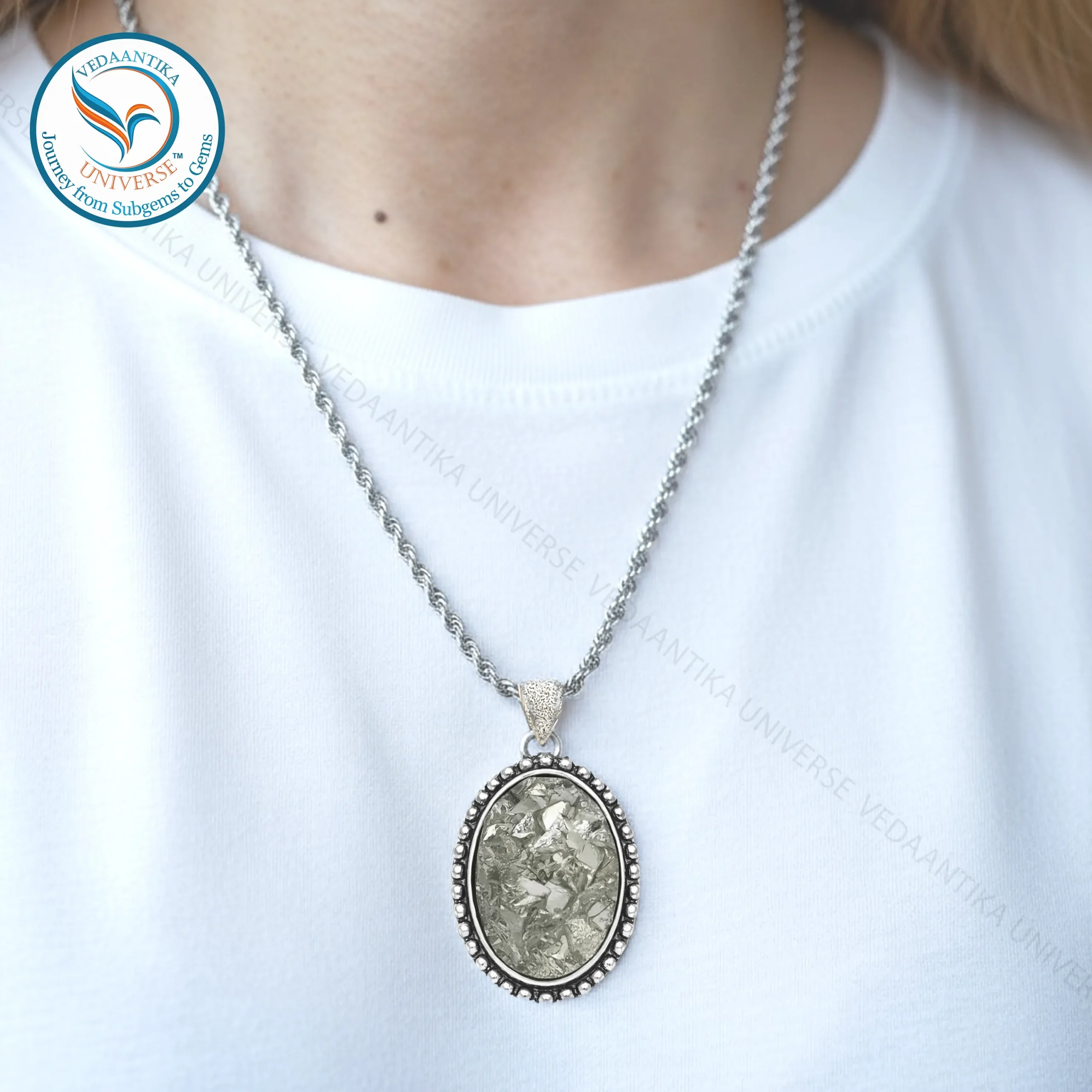 Pyrite Stone Pendant Metallic Gold