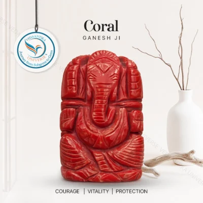 Natural Coral Ganesh Ji Idol | 317.5 Ct | Prosperity, Protection & Wisdom Stone | Vastu Ganpati for Home & Office