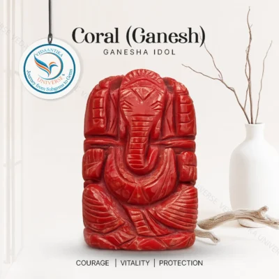 Coral (Moonga) Ganesha Idol for focus and clarity