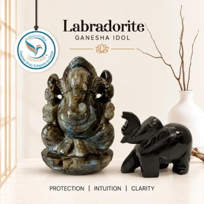 Labradorite Ganesha Idol<br>Get FREE Elephant 🎁