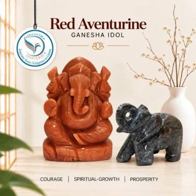 Red Aventurine Ganesha Idol<br>Get FREE Elephant 🎁
